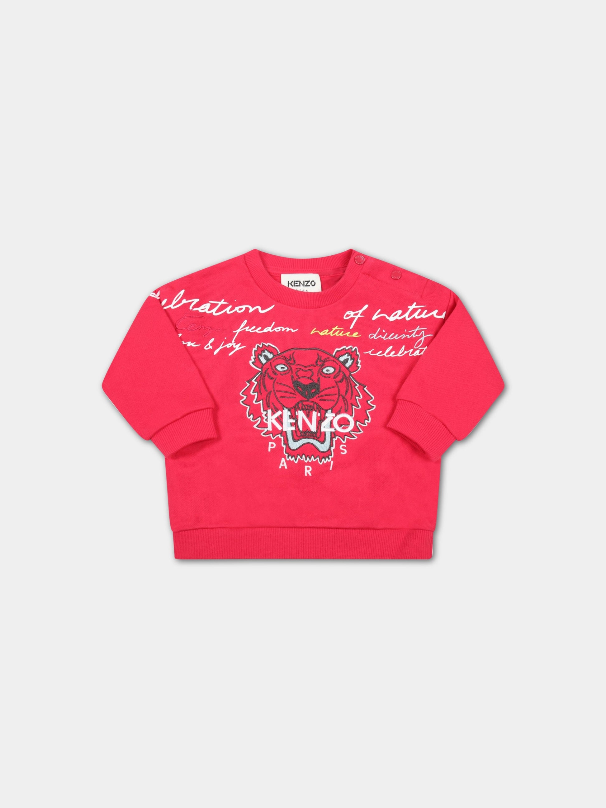 Felpa fucsia per neonata con tigre,Kenzo Kids,K05413 49F