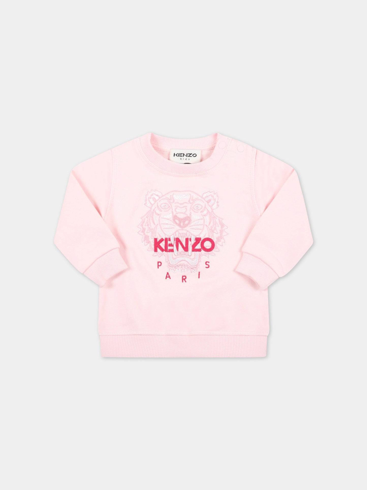 Felpa rosa per neonata con iconica tigre,Kenzo Kids,K05411 44D