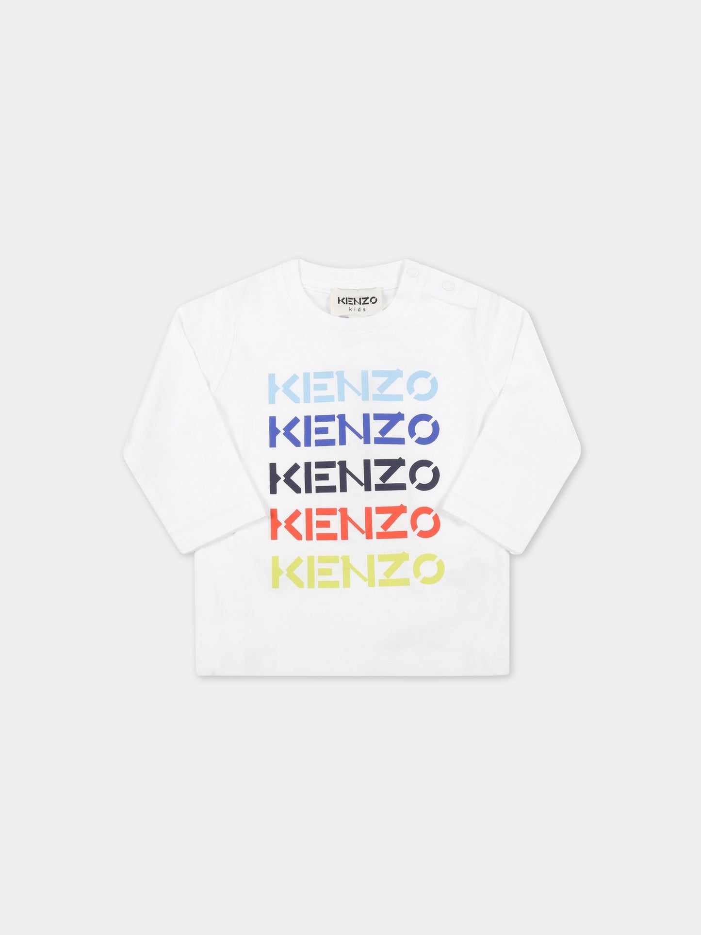 T-shirt bianca per neonati con loghi,Kenzo Kids,K05425 10P