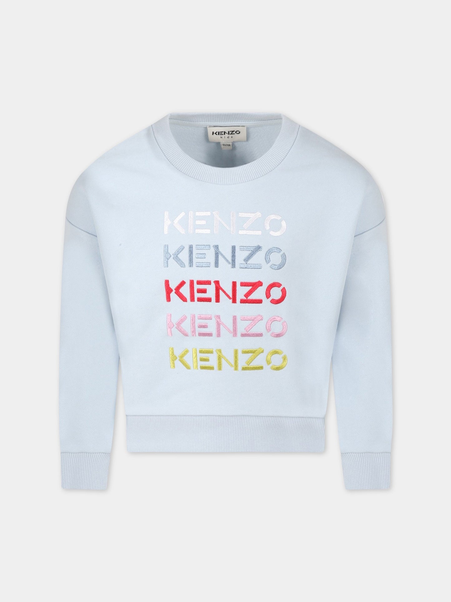 Felpa celeste per bambini con loghi,Kenzo Kids,K15566 782