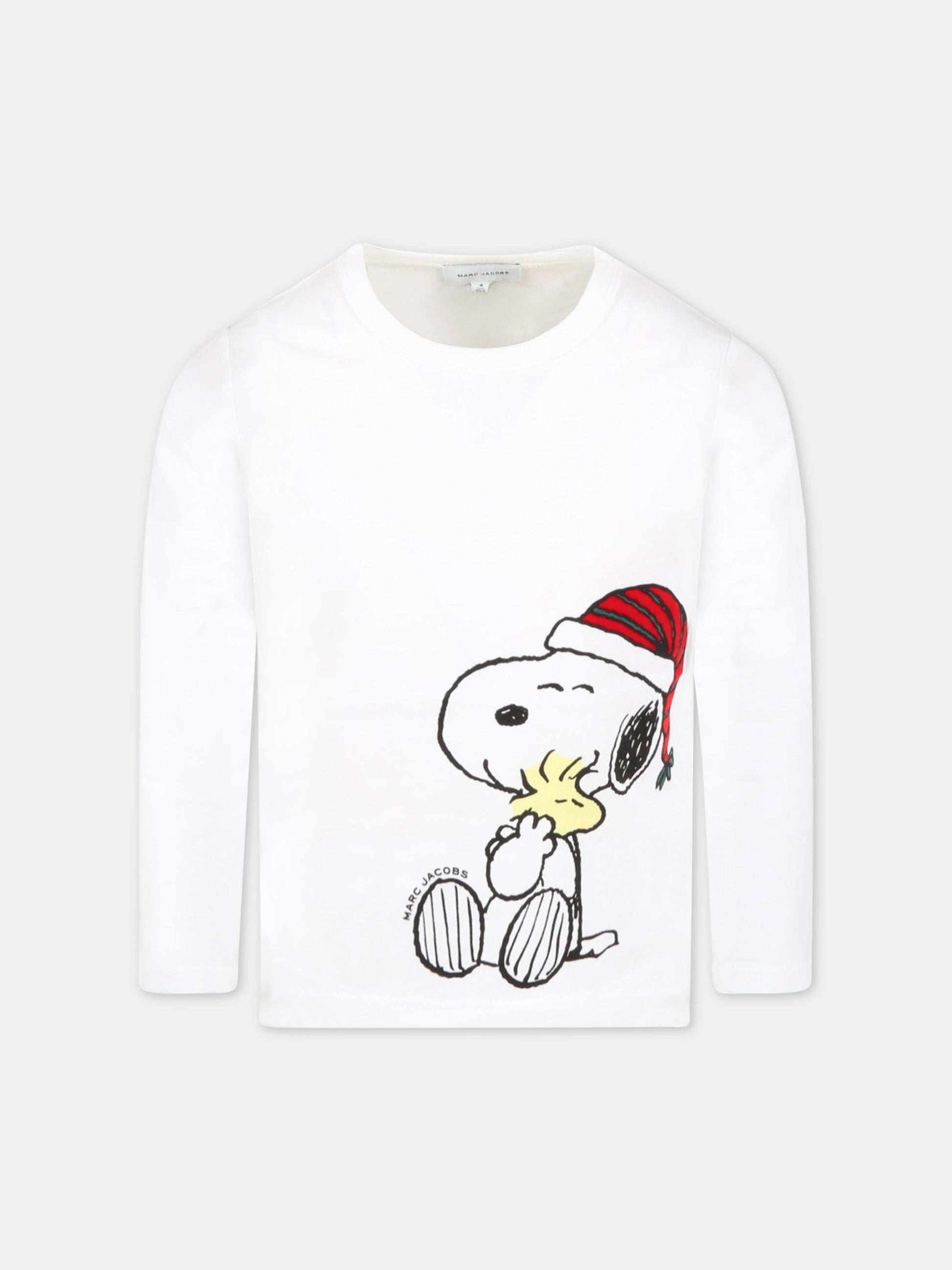 T-shirt bianca per bambina con Snoopy,Little Marc Jacobs,W15617 10B