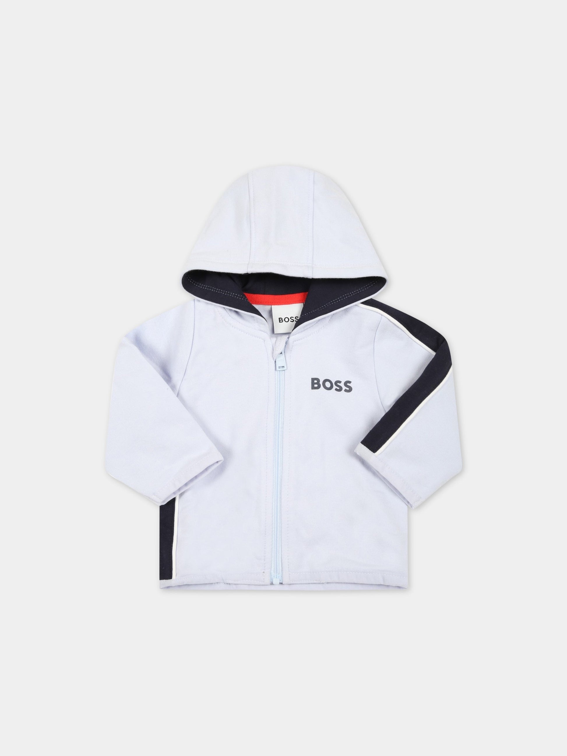 Tuta celeste per neonato con logo,Hugo Boss,J98369 771