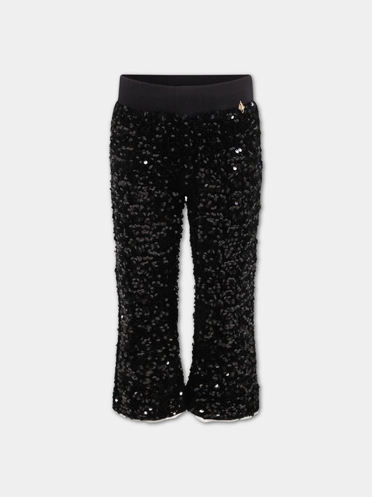 Pantalone nero per bambina con paillettes,Blumarine Baby,IF2080 J6527 22222