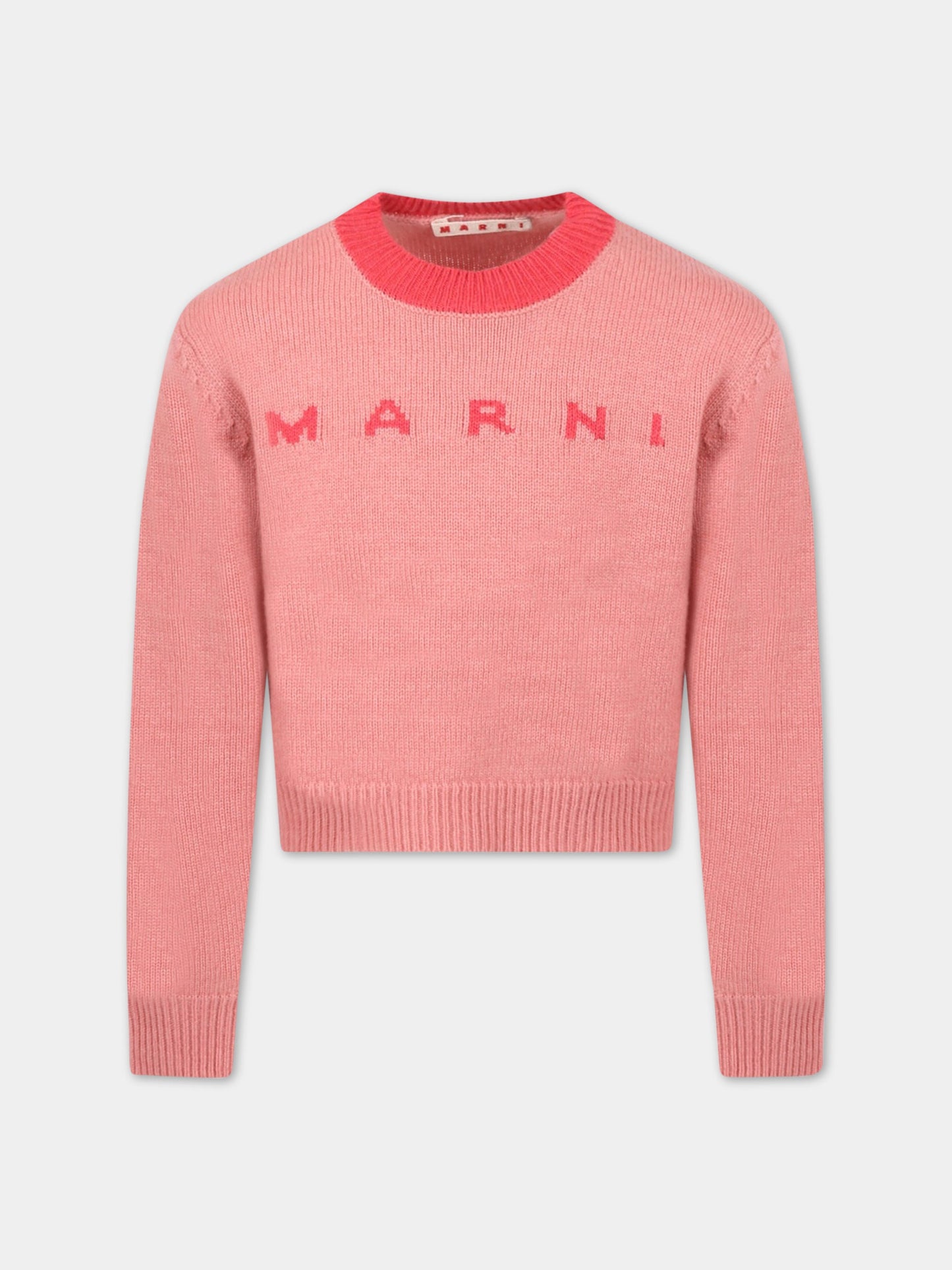 Maglione rosa per bambina con logo,Marni Kids,M00623 M00ML 0M329