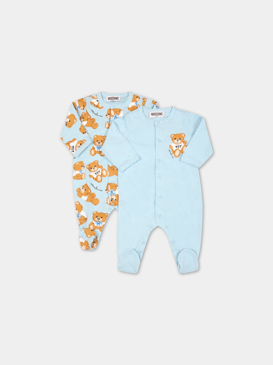 Set celeste per neonato con teddy bear,Moschino Kids,MUY048 LAB48 82578