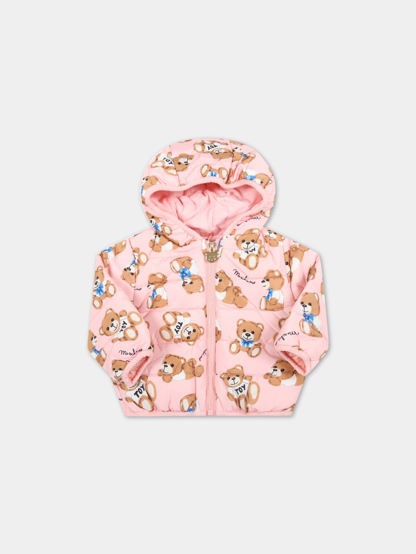 Piumino rosa per neonata con Teddy Bear,Moschino Kids,MUS025 L3B64 82577