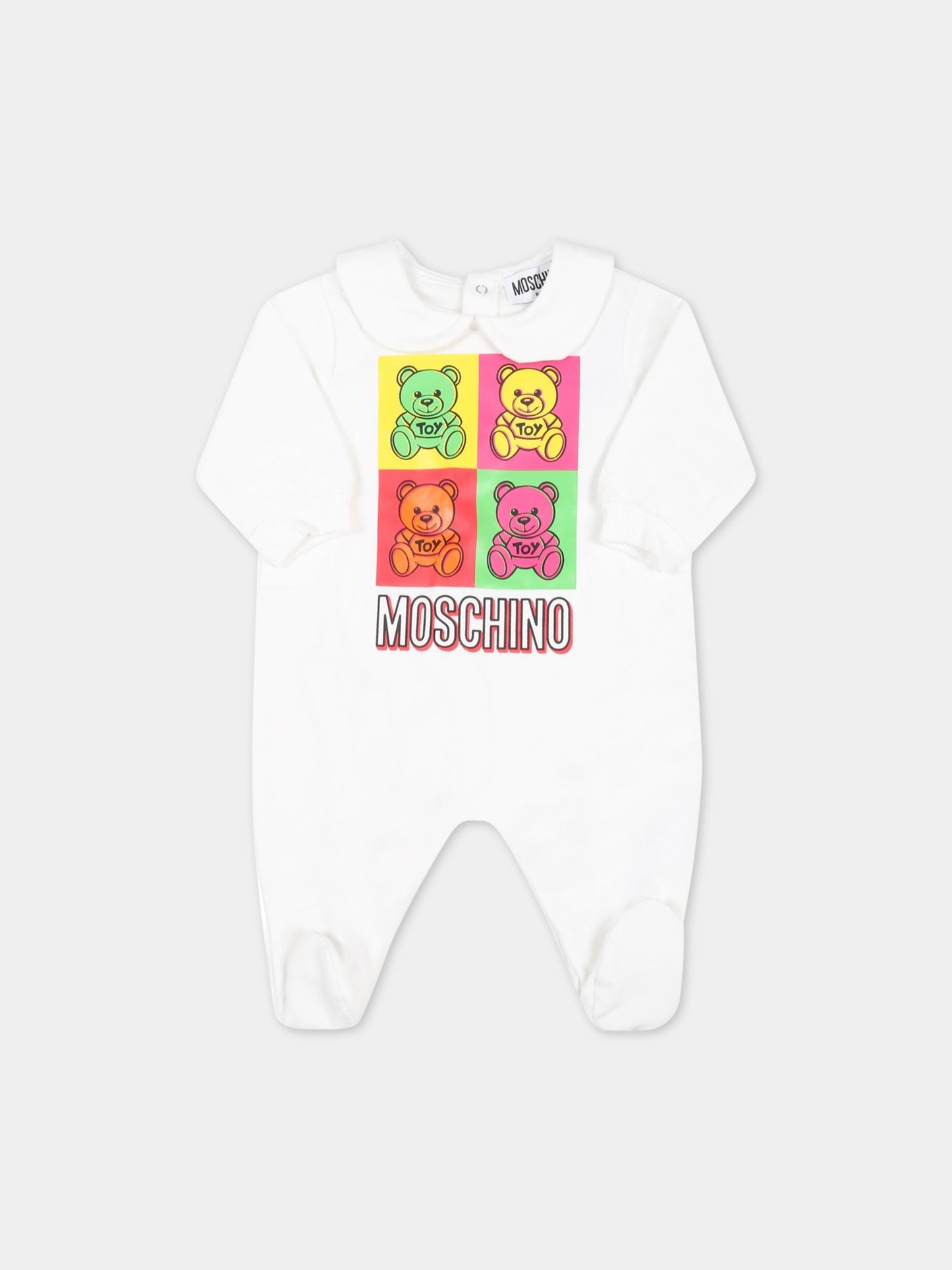 Tutina bianca per neonati con teddy bears,Moschino Kids,MPY037 LDA18 10101