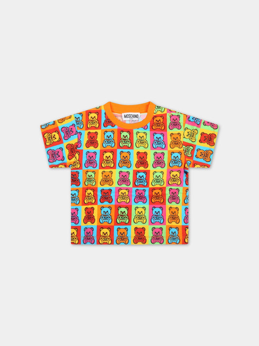 T-shirt multicolor per neonati con teddy bears,Moschino Kids,MNM02P LBB3B 82582