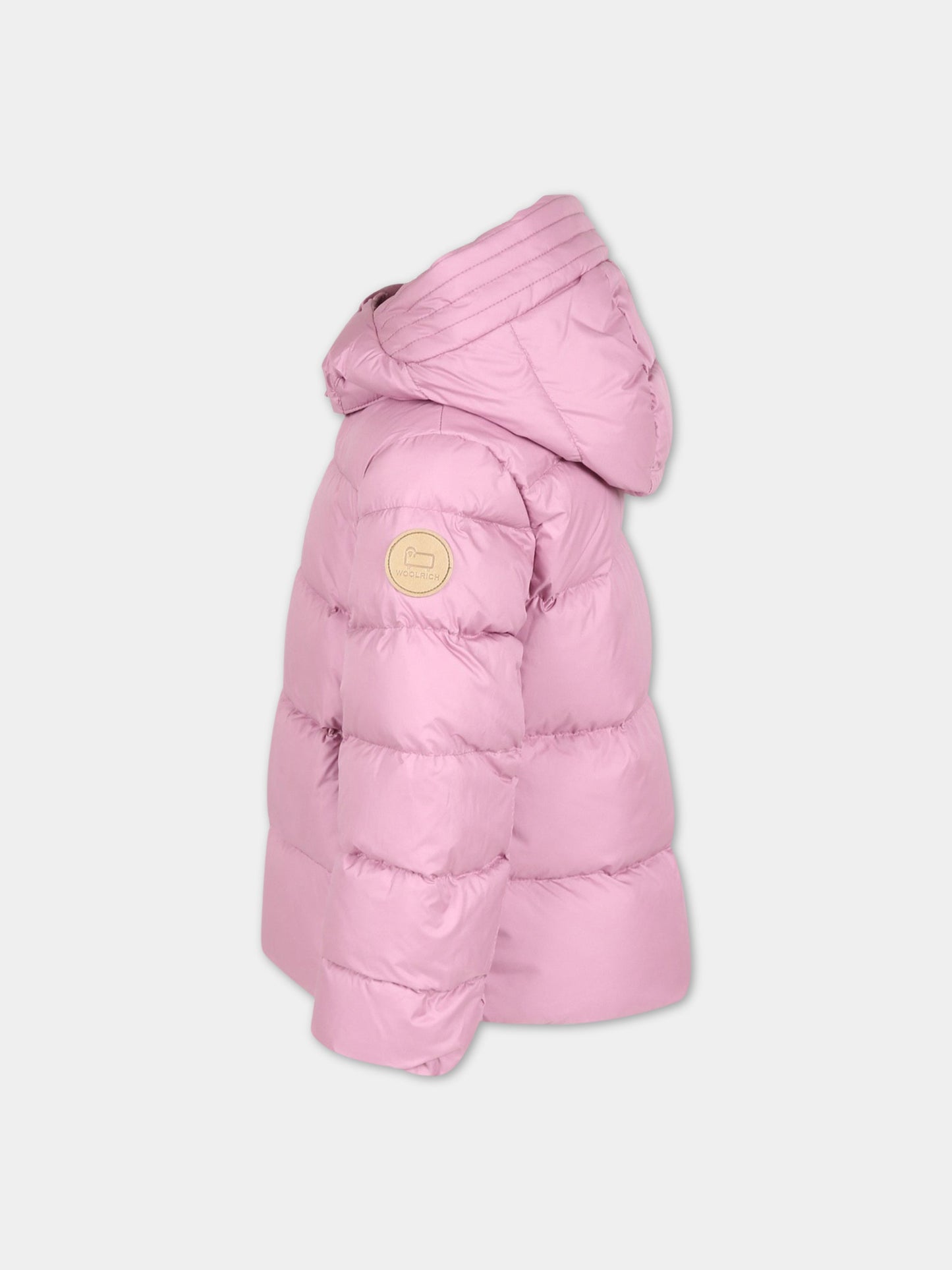 Piumino rosa per bambina con patch,Woolrich Kids,CFWKOU0341FRUT2740 4022