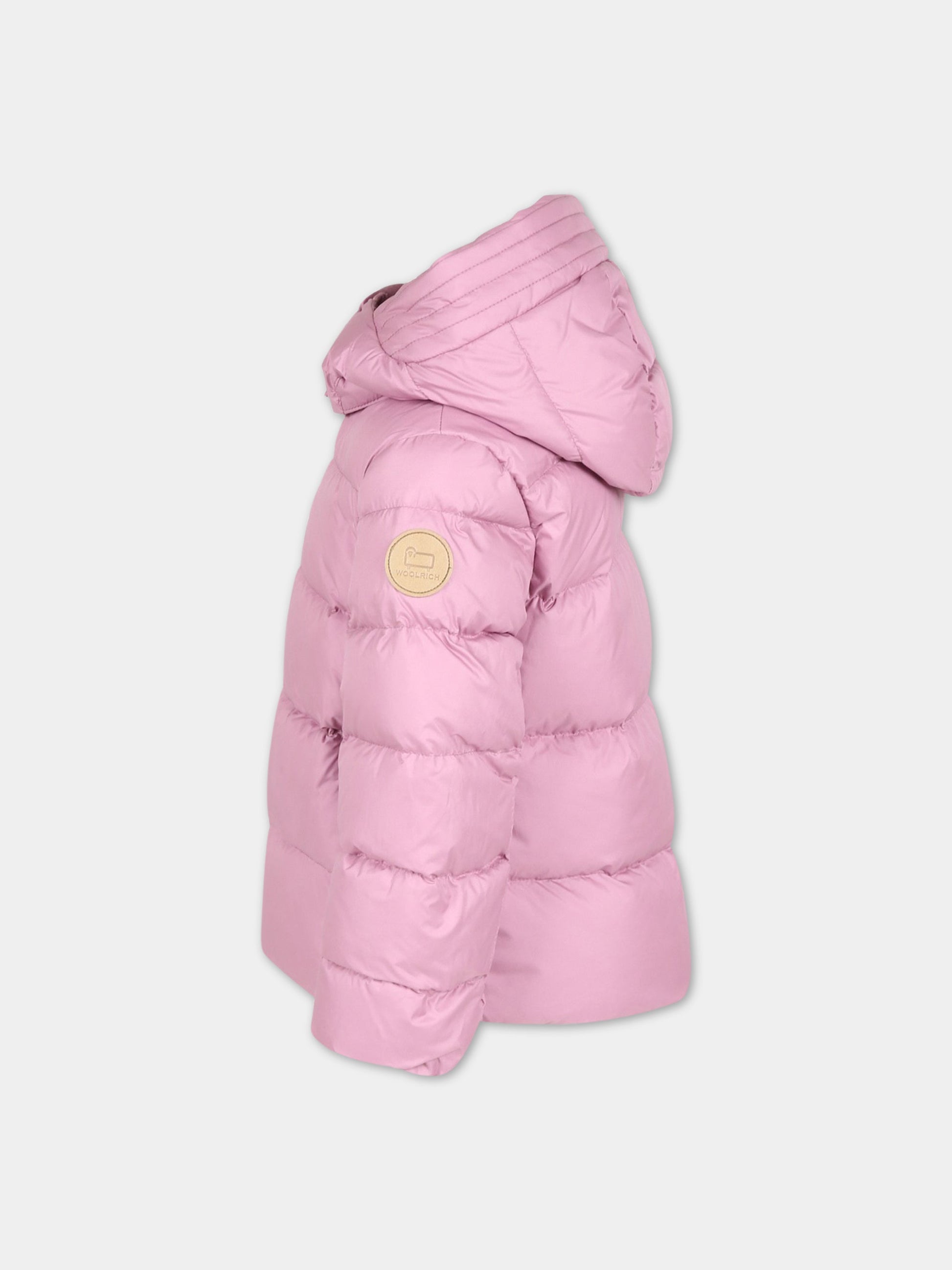 Piumino rosa per bambina con patch,Woolrich Kids,CFWKOU0341FRUT2740 4022