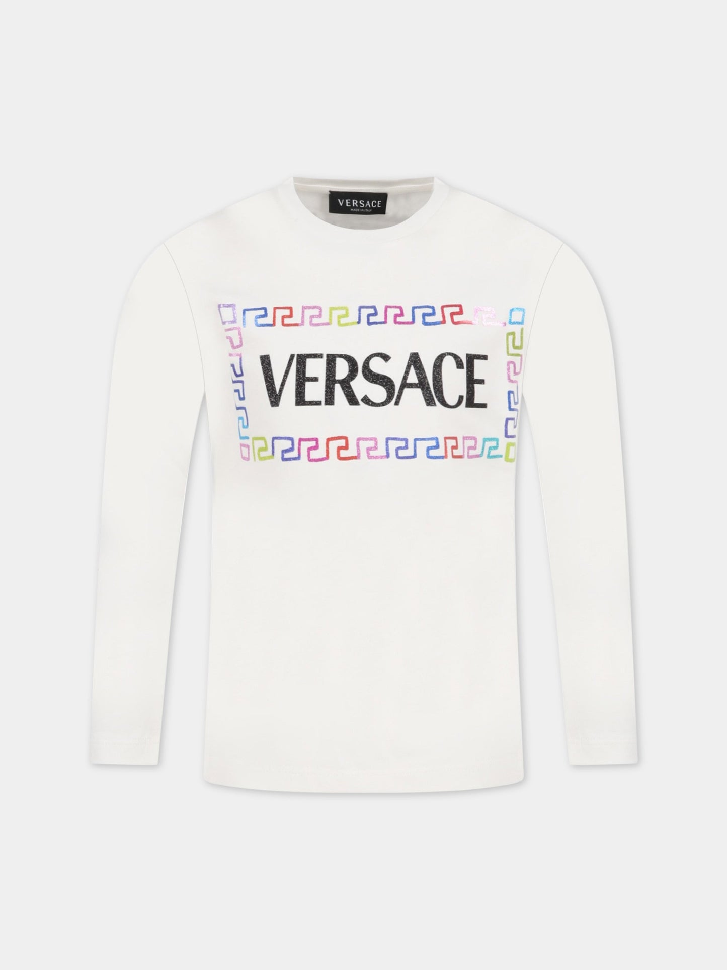 T-shirt bianca per bambina con logo,Versace,1001740 1A04709 2W070 AY0034