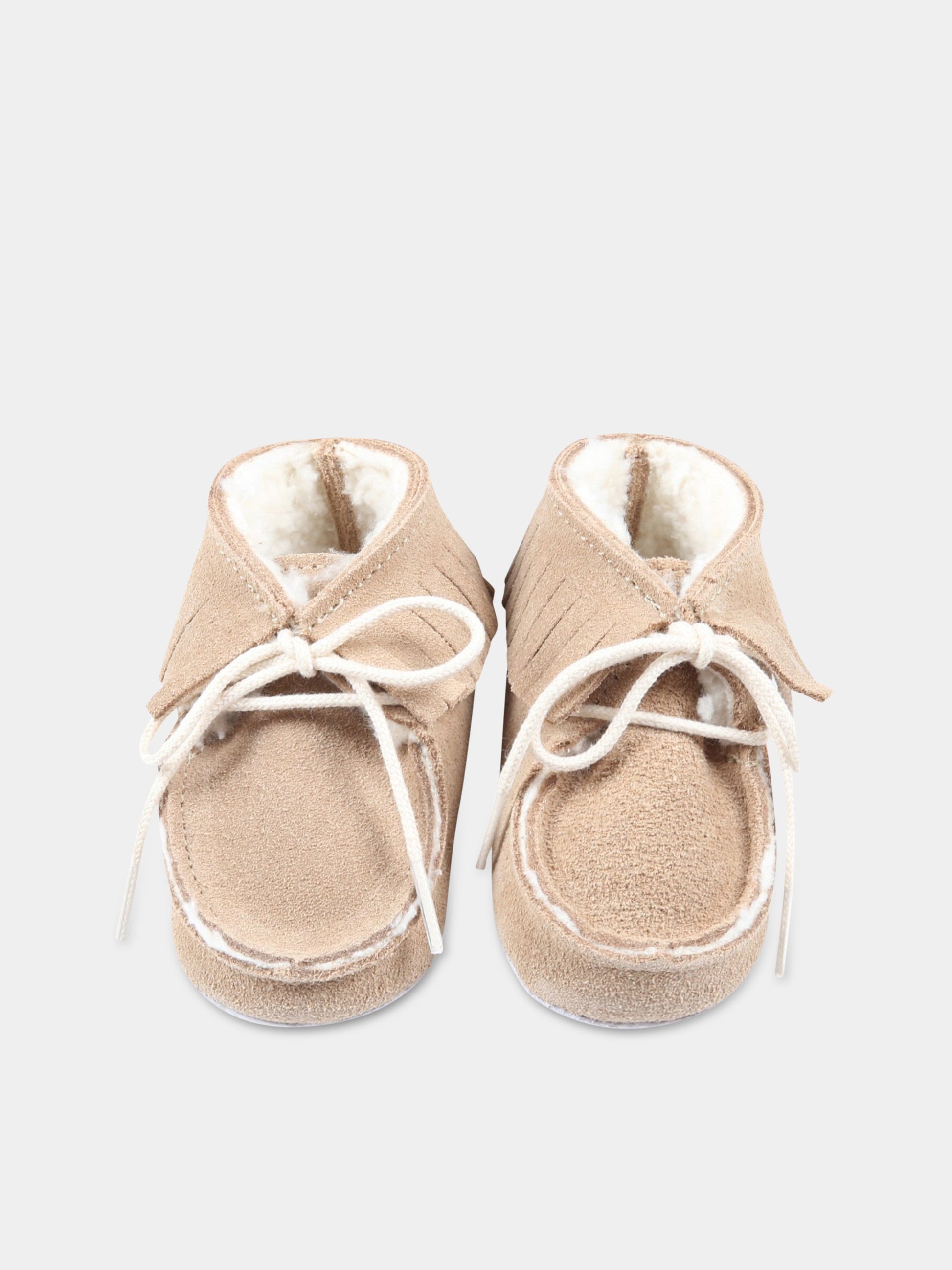 Scarpe beige per neonato con frange,Tartine Et Chocolat,TV80011 62