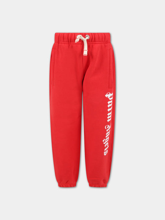 Pantalone rosso per bambini con logo,Palm Angels,PBCH002F22FLE0012501