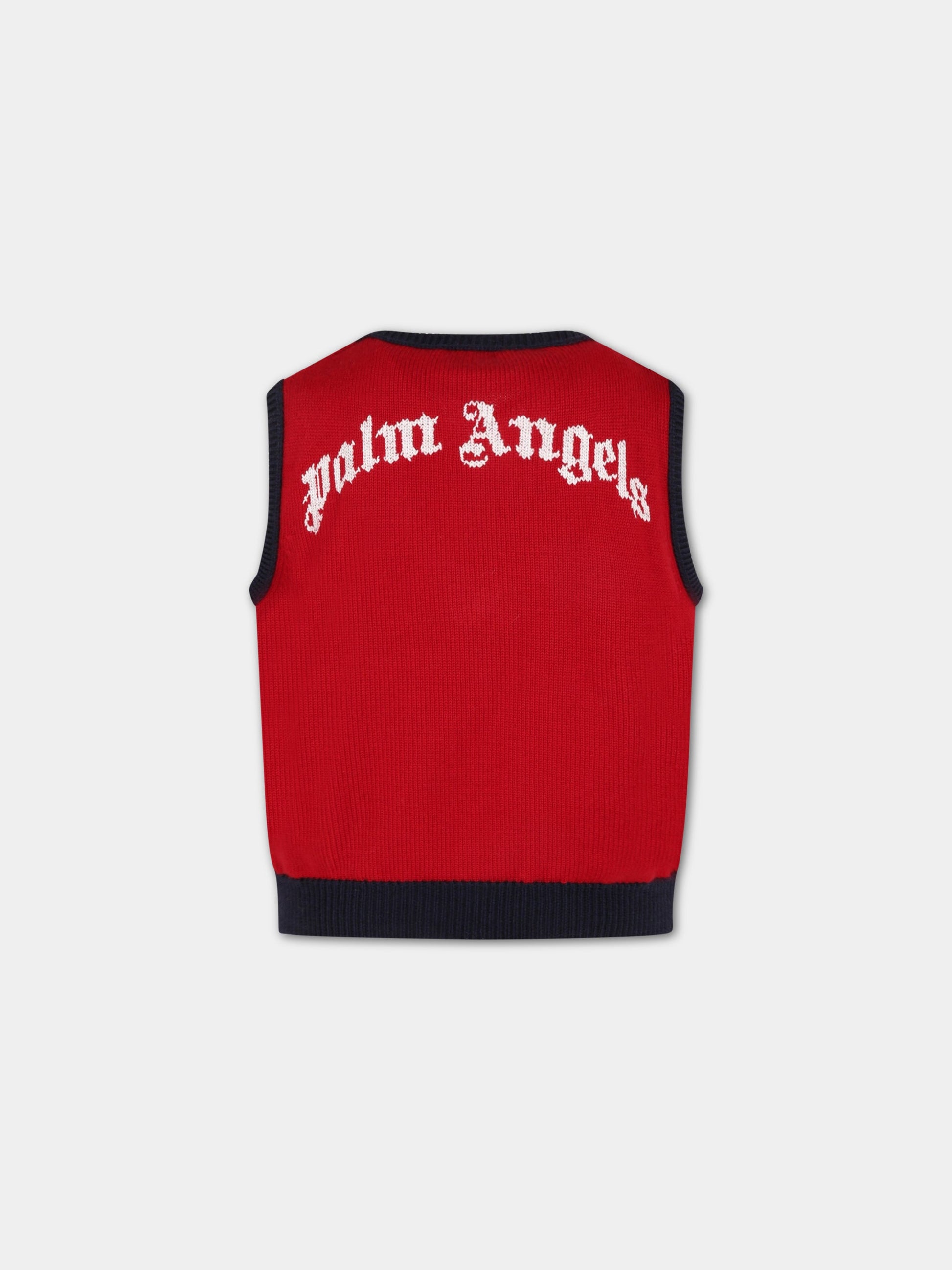 Gilet rosso per bambino con logo,Palm Angels,PBHA002F22KNI0012501