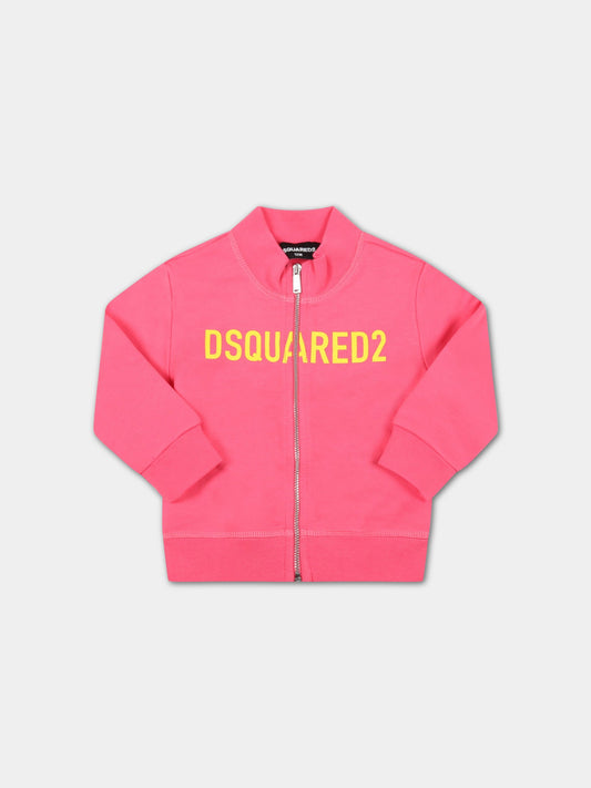 Felpa fucsia per neonata con logo,Dsquared2,DQ1314 D00J7 D2S654B DQ304