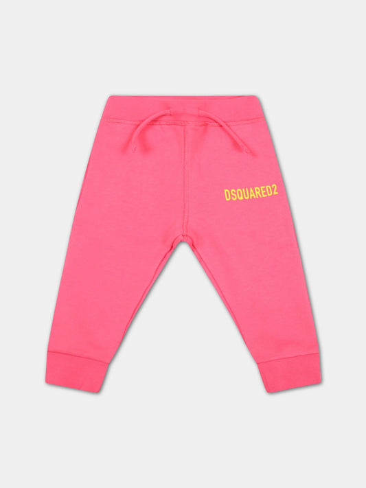 Pantalone fucsia per neonata con logo,Dsquared2,DQ1319 D00J7 D2P534B DQ304