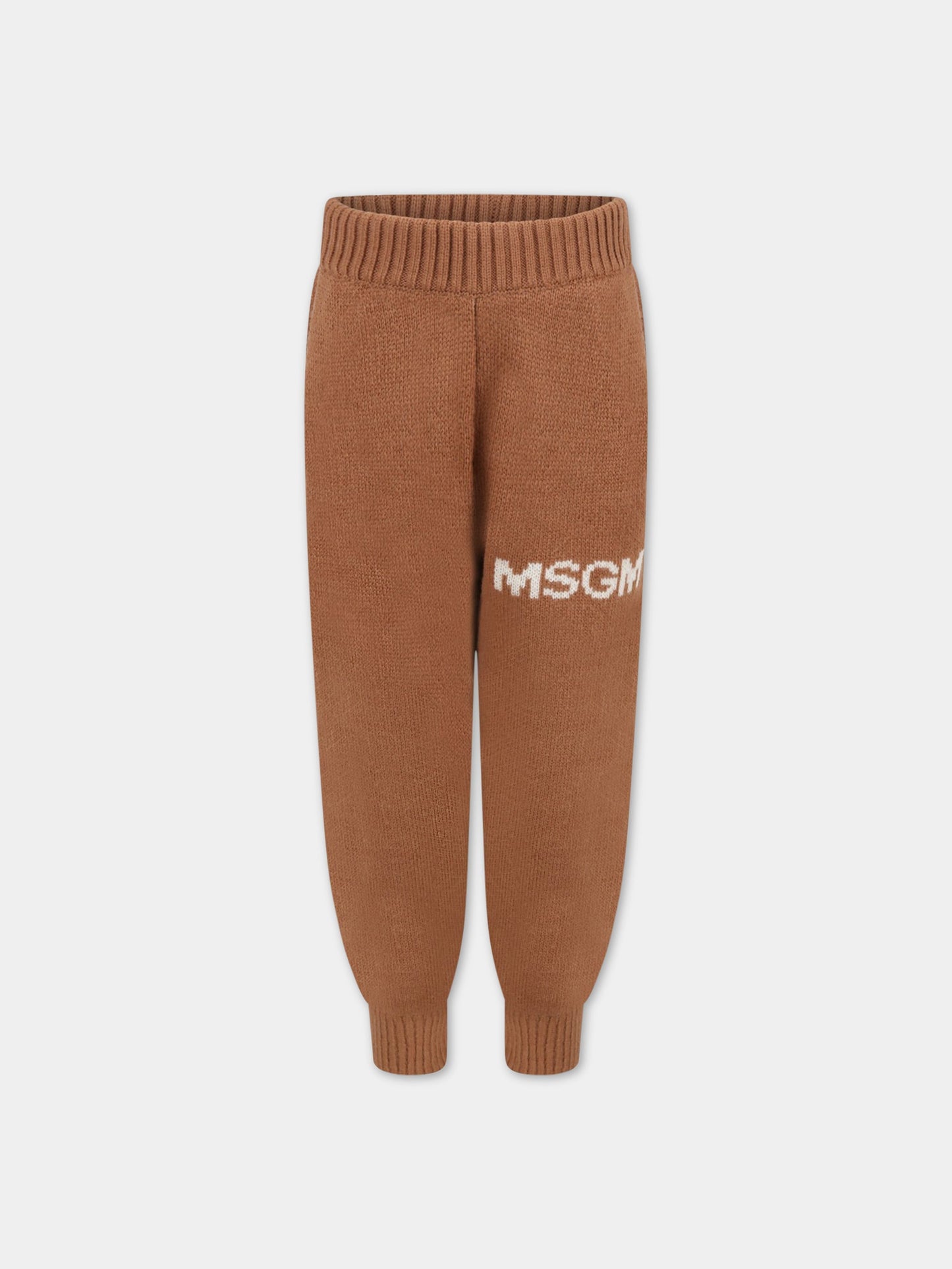 Pantalone marrone per bambino con logo,Msgm Kids,MS029250 924