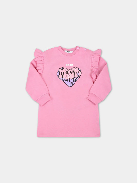 Vestito rosa per neonata con loghi,Msgm Kids,MS029290 042