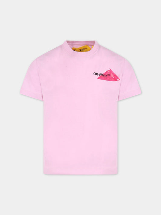 T-shirt rosa per bambina con logo,Off White,OGAA001F22JER0063032