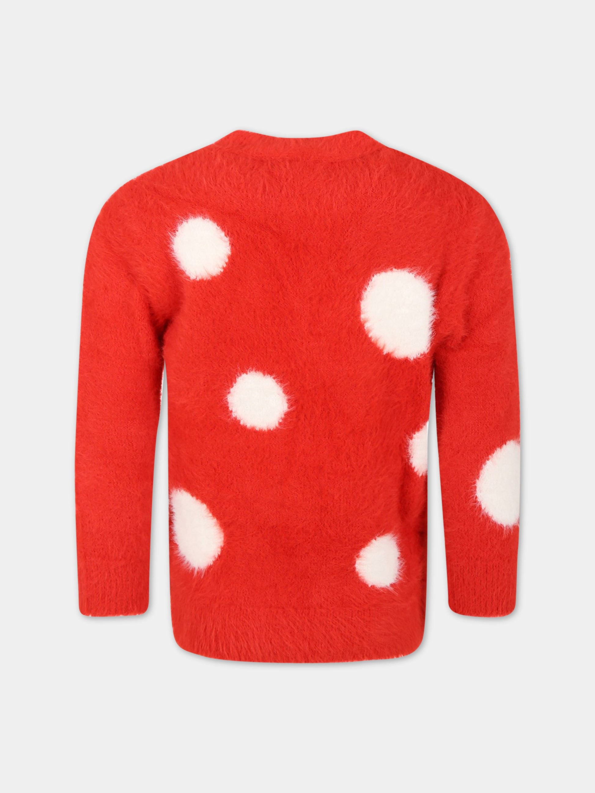 Cardigan rosso per bambina con pois bianchi,Stella Mccartney Kids,8R9B80 Z0791 409