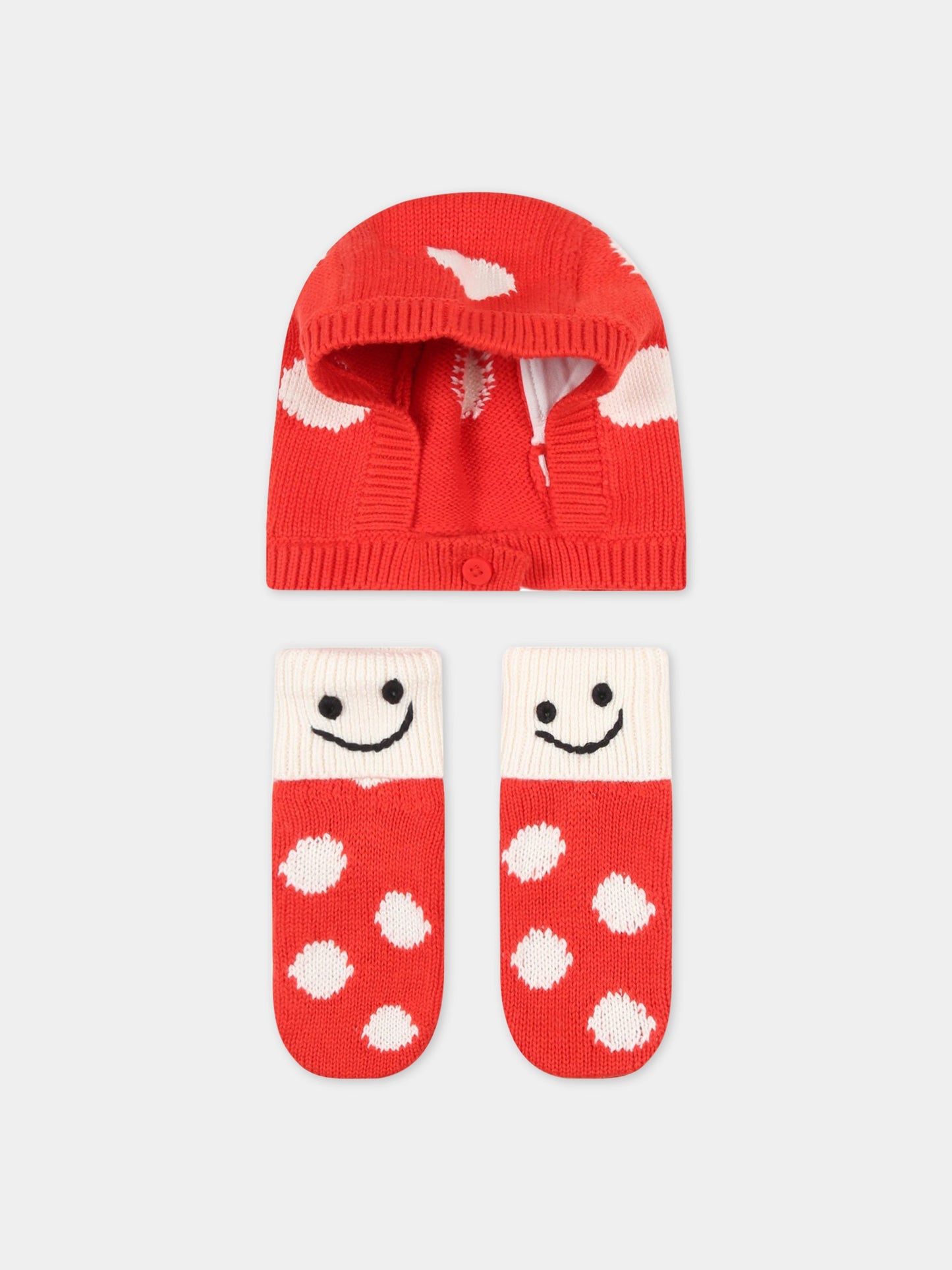 Set rosso per neonata con funghi,Stella Mccartney Kids,8R0039 Z0783 406