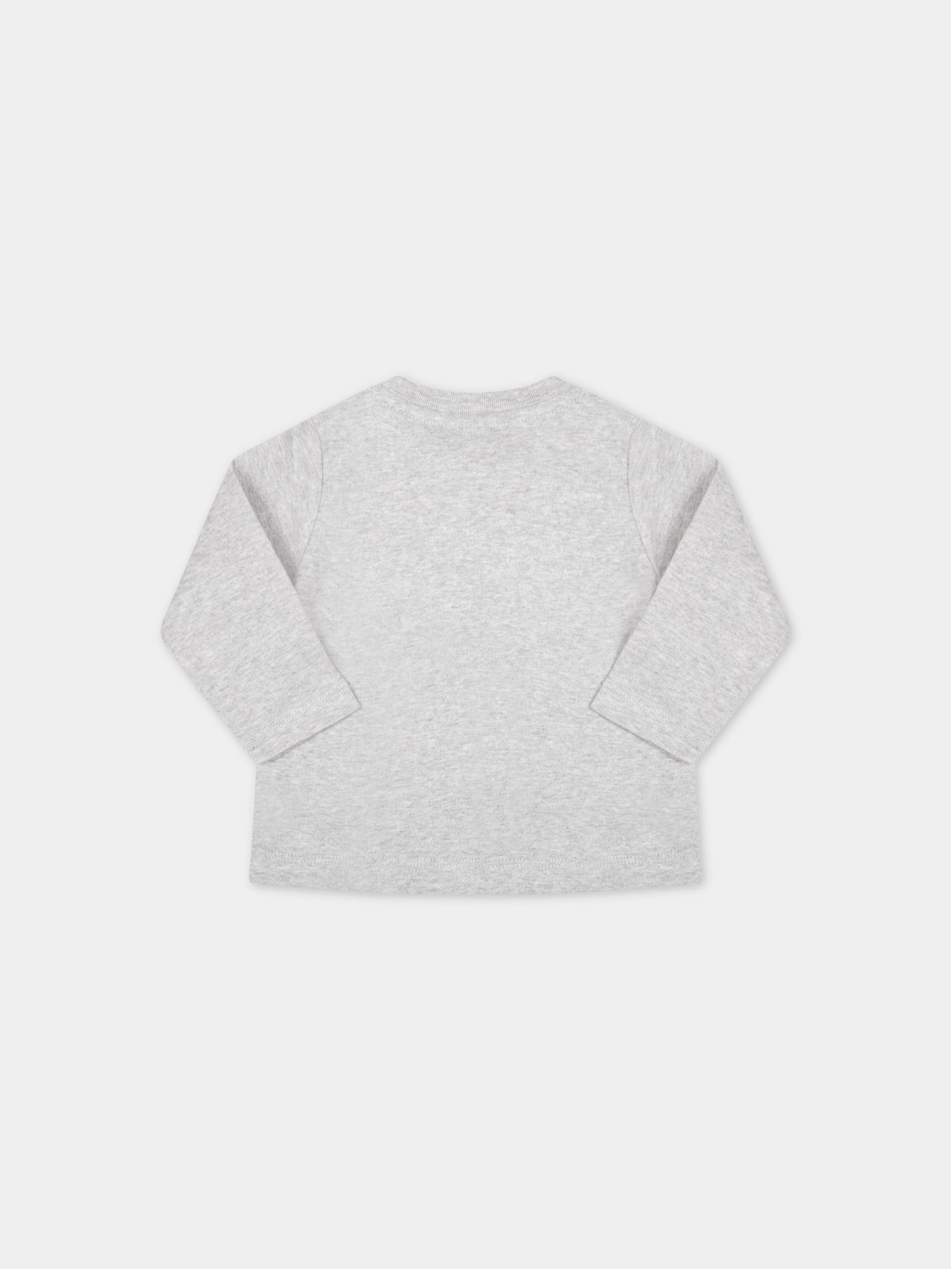 T-shirt grigia per neonati con volpe,Stella Mccartney Kids,8R8620 Z0434 905