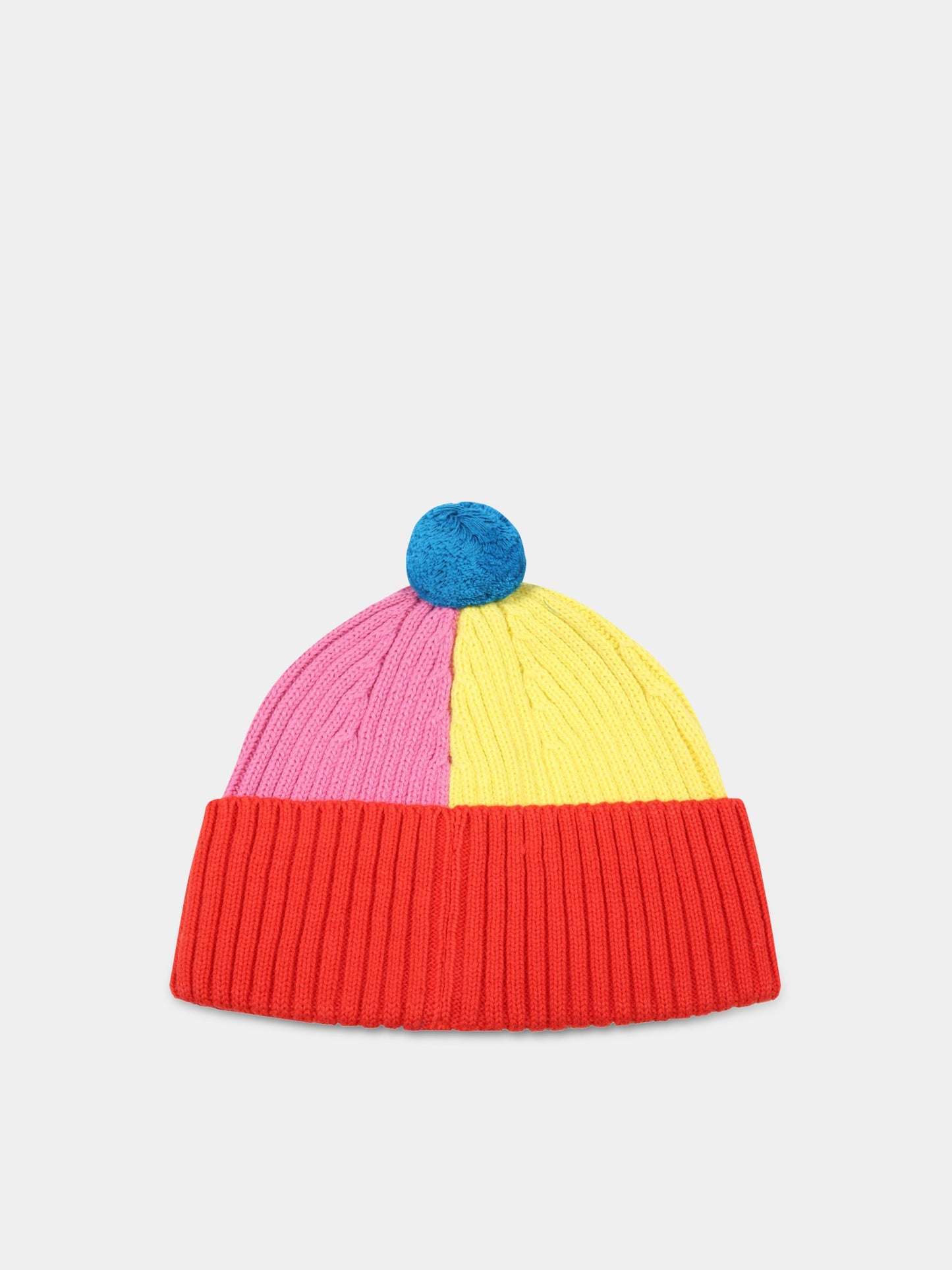 Cappello colorblock per bambini con pompon,Stella Mccartney Kids,8R0A17 Z0783 999