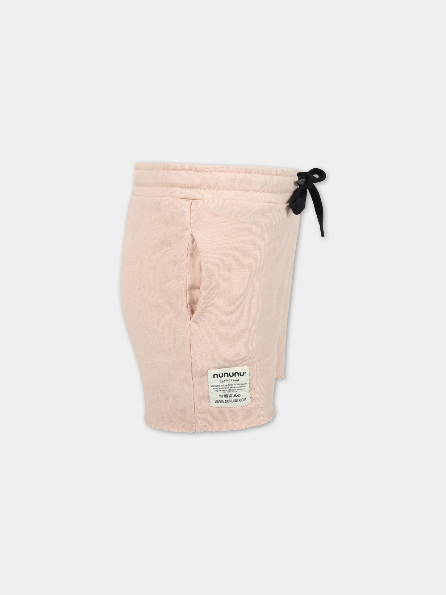 Short rosa per bambina con logo,Nununu,NU3358A/B NUDE