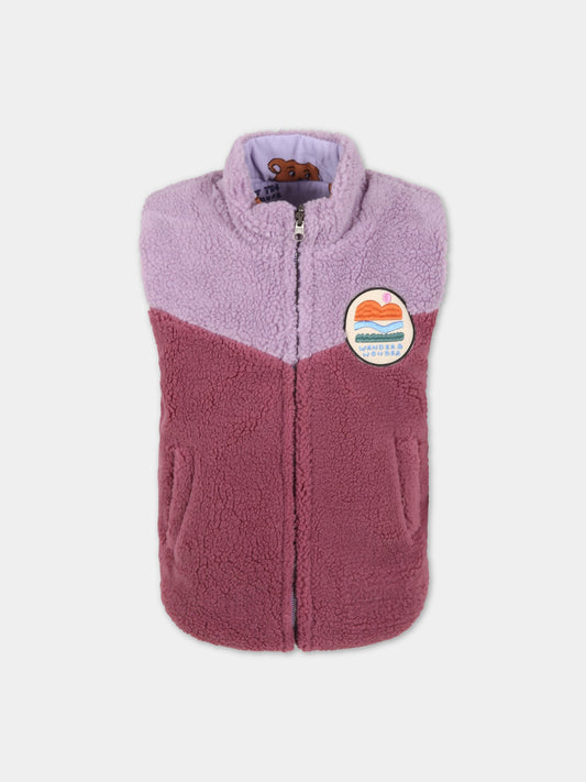 Gilet multicolor per bambina con patch logato,Wander & Wonder,F12218 BEET