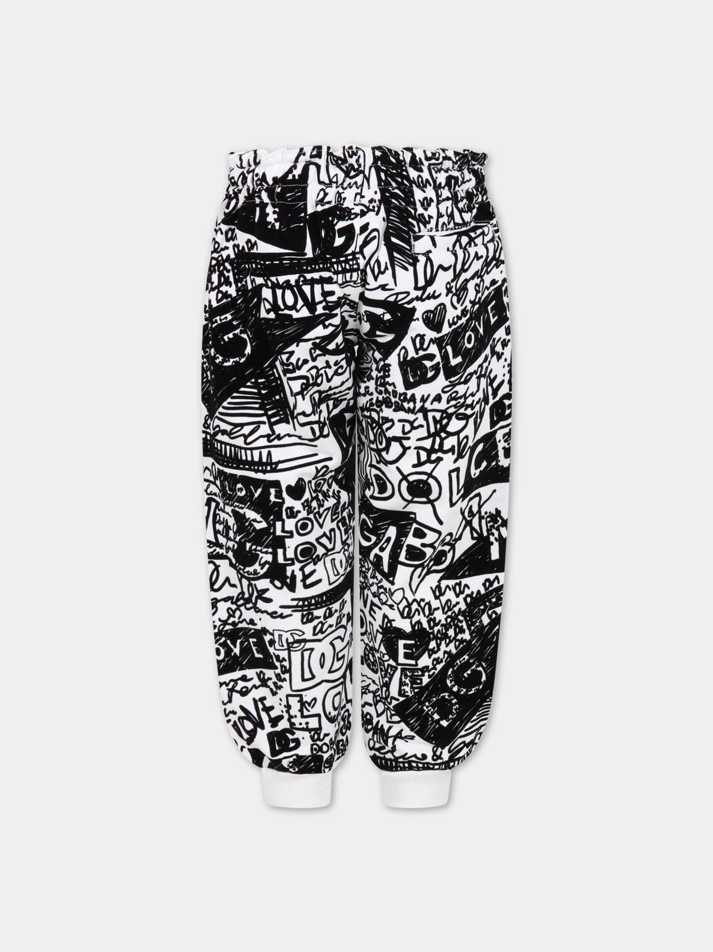 Pantalone bianco per bambini con loghi,Dolce & Gabbana Kids,L4JPGL G7F5Q HA4BQ