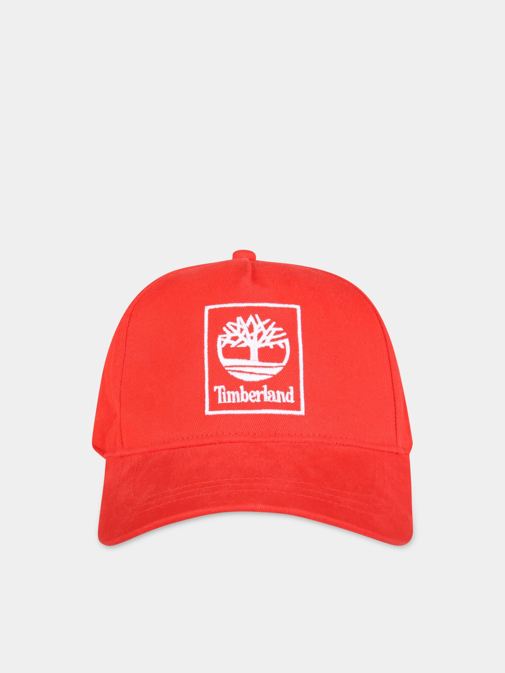 Cappello rosso per bambino con logo,Timberland,T21362 992