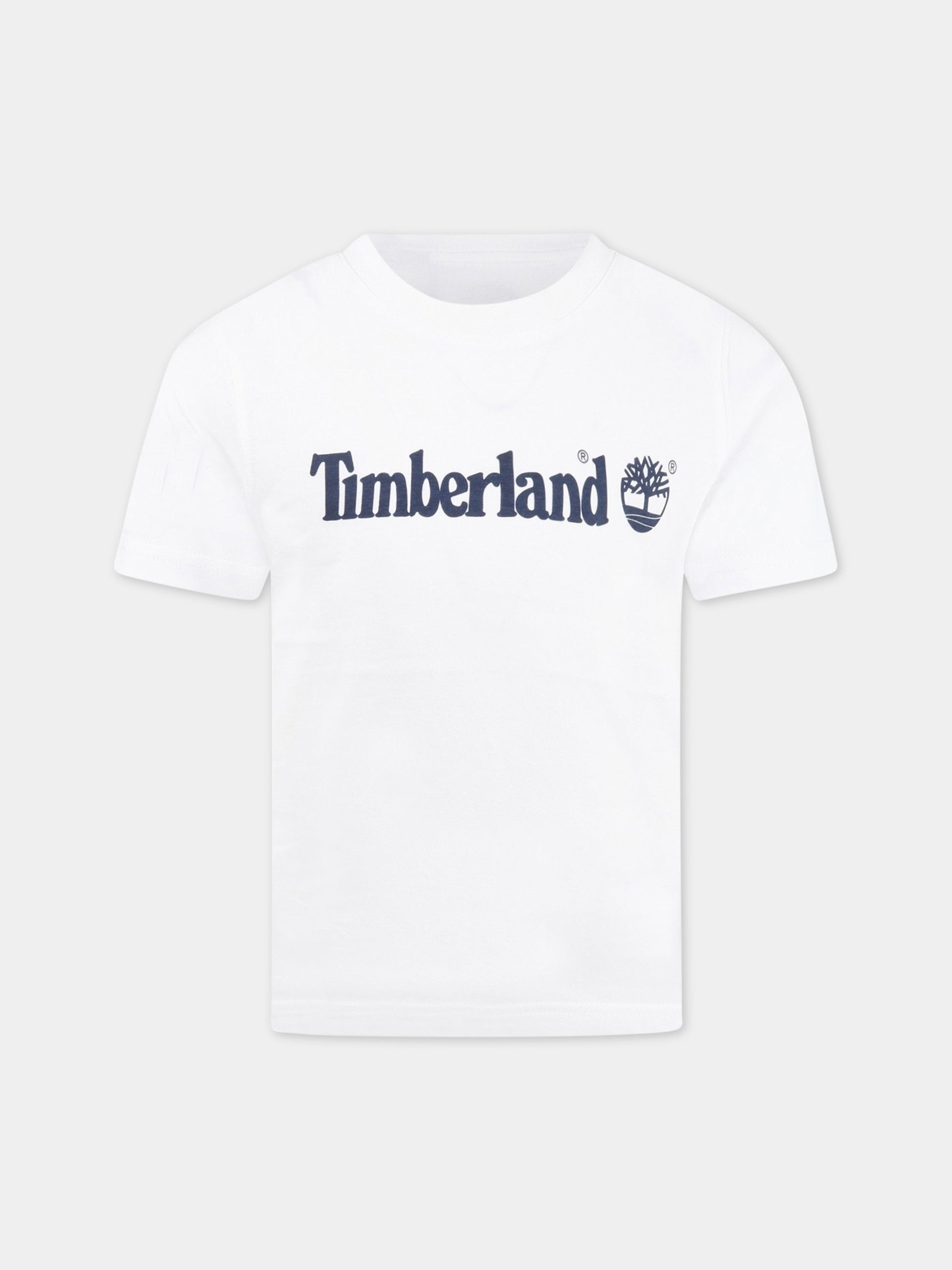 T-shirt bianca per bambino con logo,Timberland,T25P22 10B