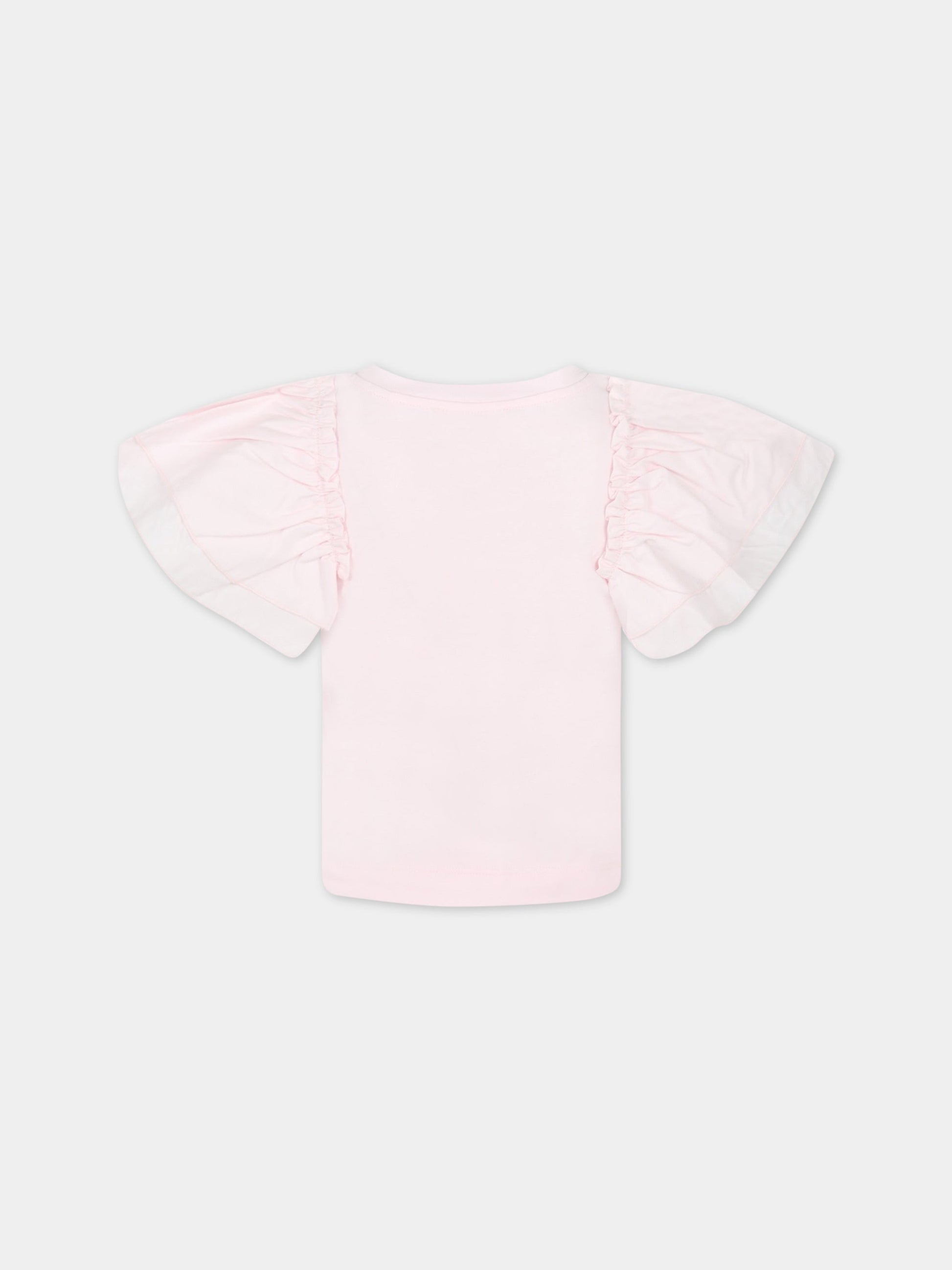 T-shirt rosa per bambina con logo,Monnalisa,179606 9201 0091