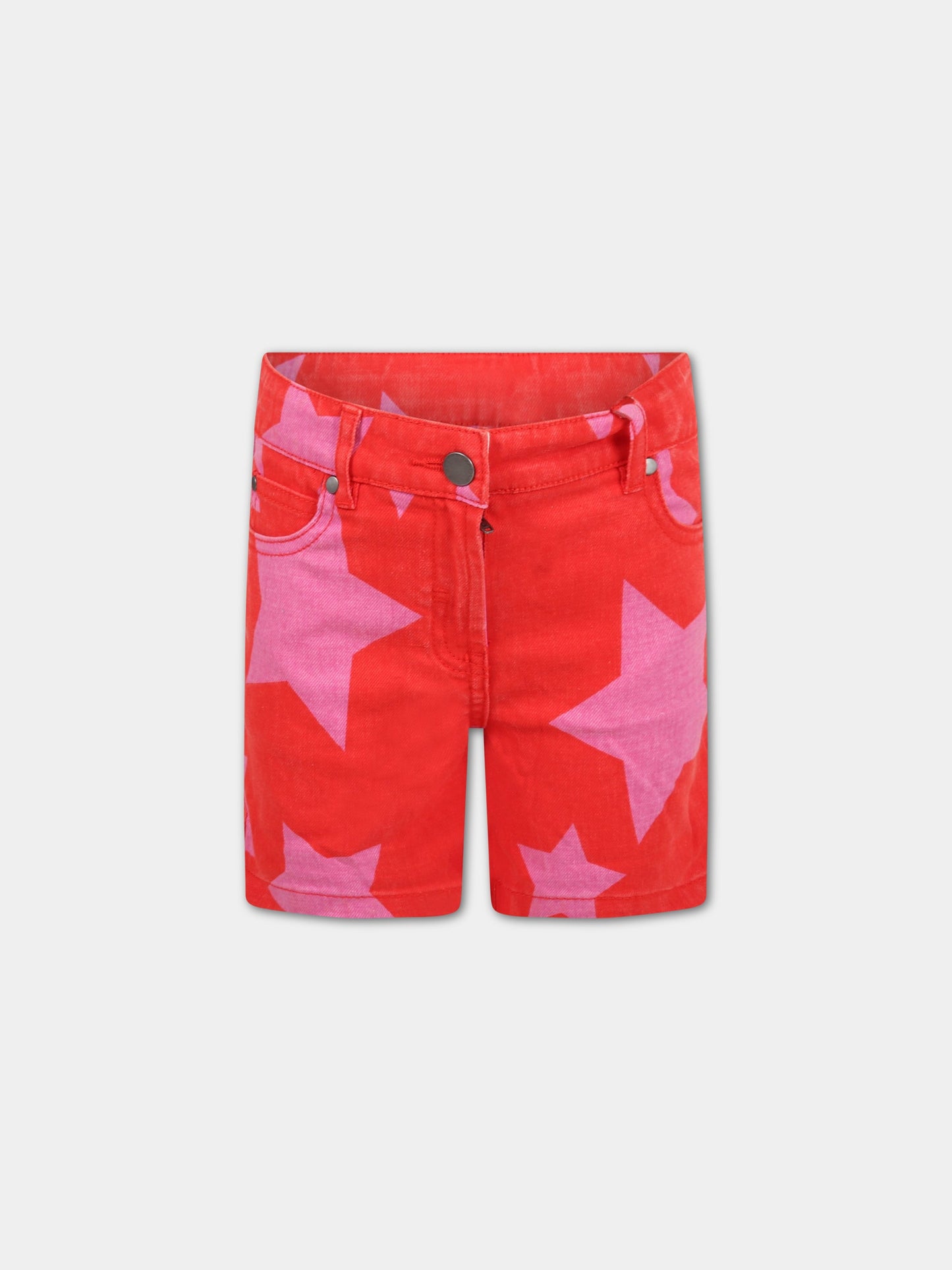 Short rosso per bambina con stelle,Stella Mccartney Kids,8Q6BH9 Z0156 410RS