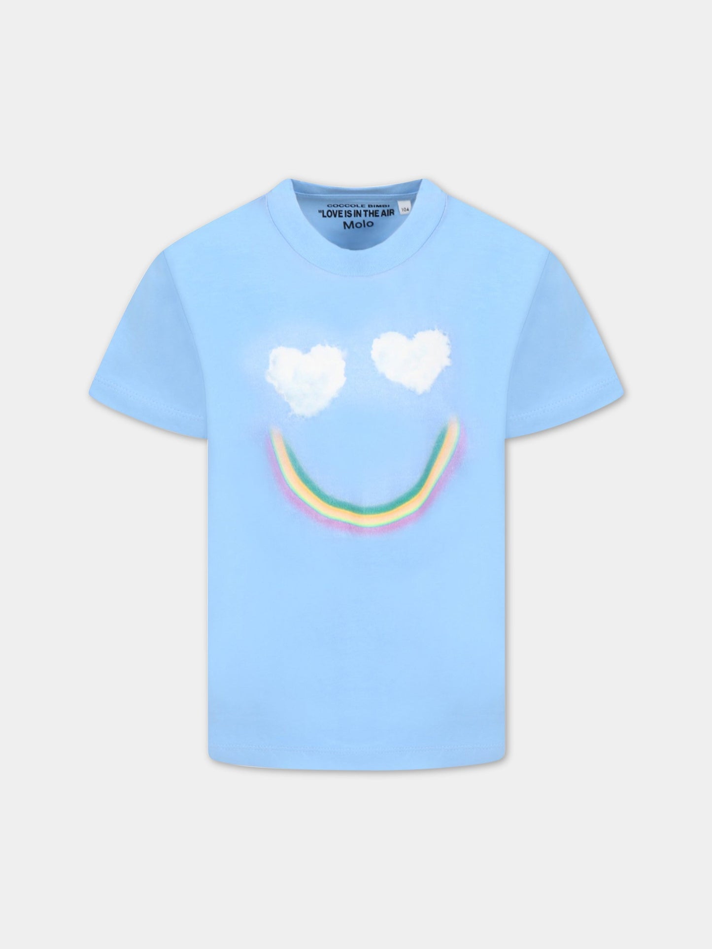 T-shirt celeste per bambini con smile,Rainbow Clouds,ROXO 7903