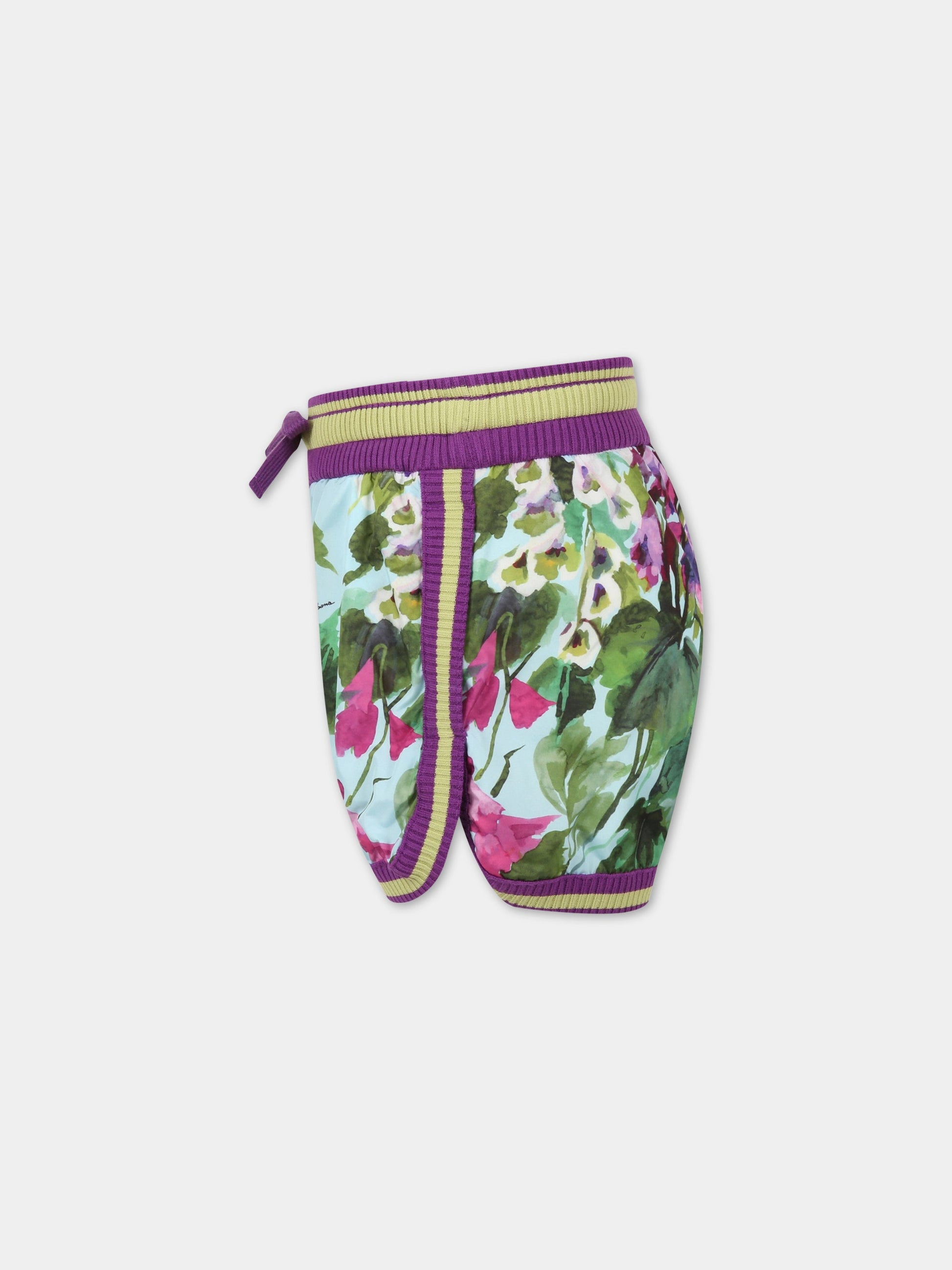 Short celeste per bambina con campanule,Dolce & Gabbana Kids,L5JQ76 HSM8V HC3JB