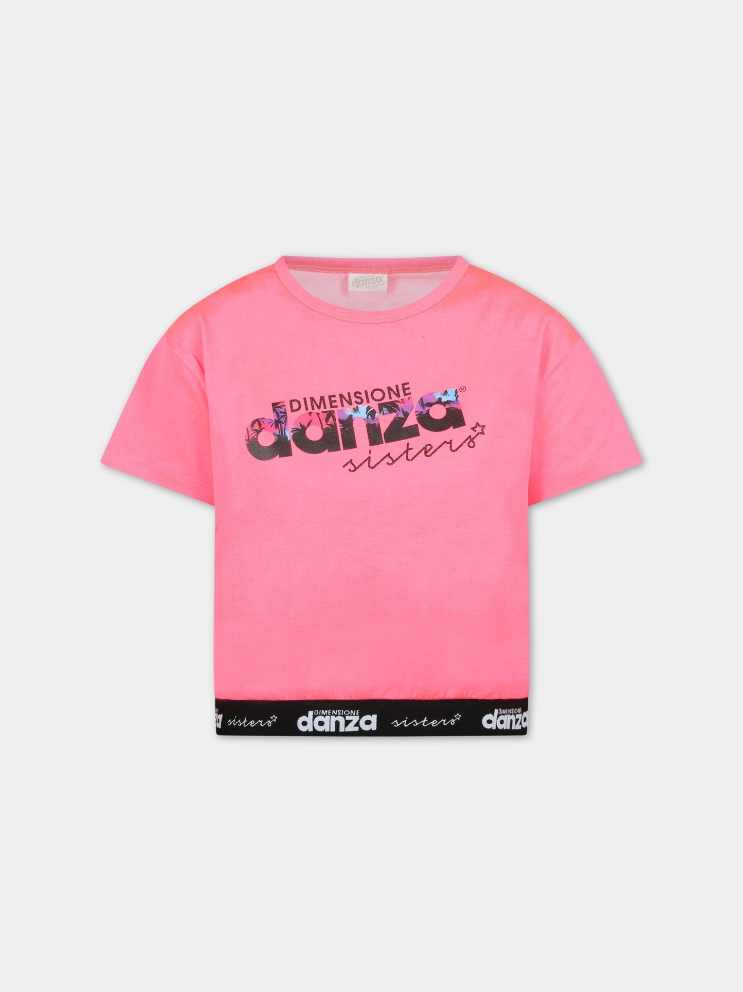 T-shirt fucsia-fluo per bambina con logo,Dimensione Danza,029684FL 134