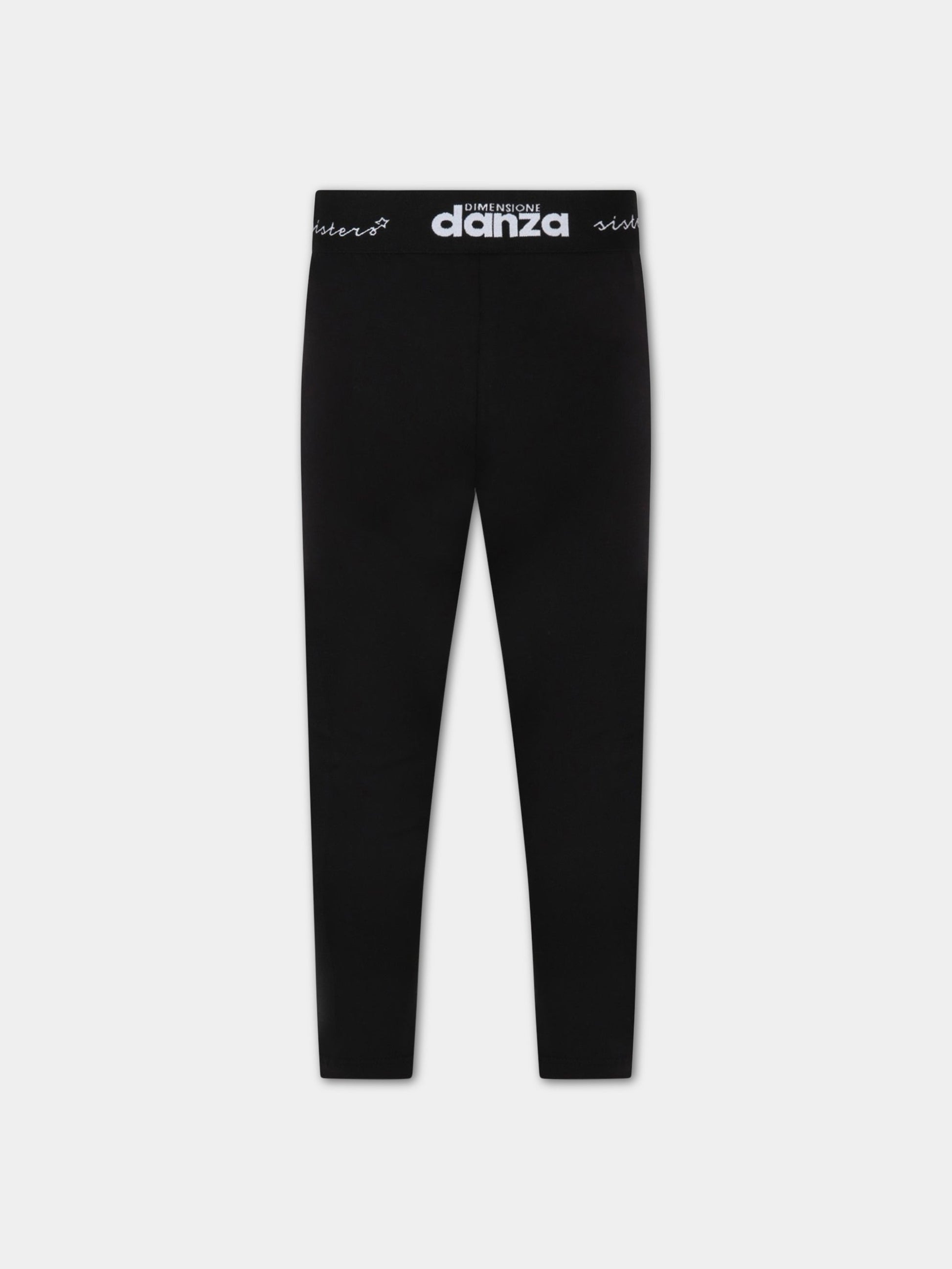 Leggings nero per bambina con loghi,Dimensione Danza,031158 110