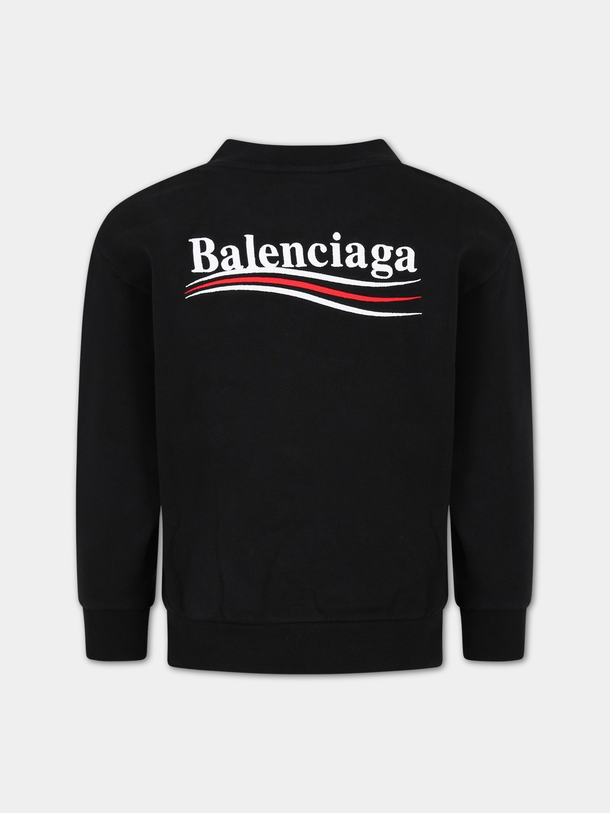 Felpa nera per bambini con logo,Balenciaga,682018 TMVE6 1070