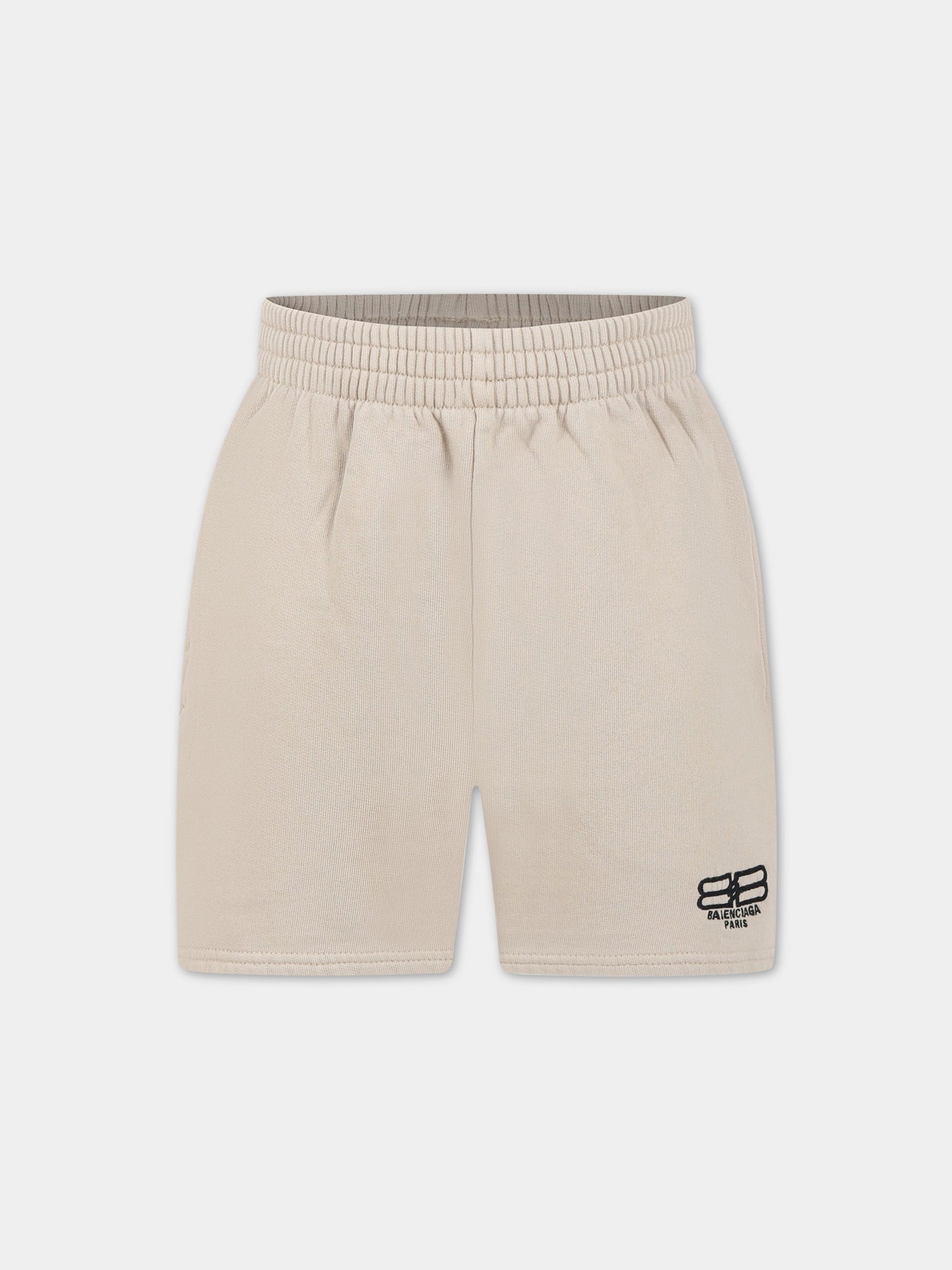 Shorts beige per bambino con logo,Balenciaga,681862 TMVK8 9364