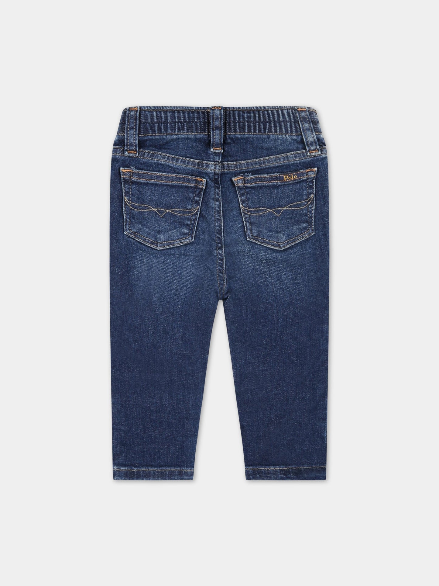 Jeans blu per neonato con patch logato,Ralph Lauren Kids,800717001B