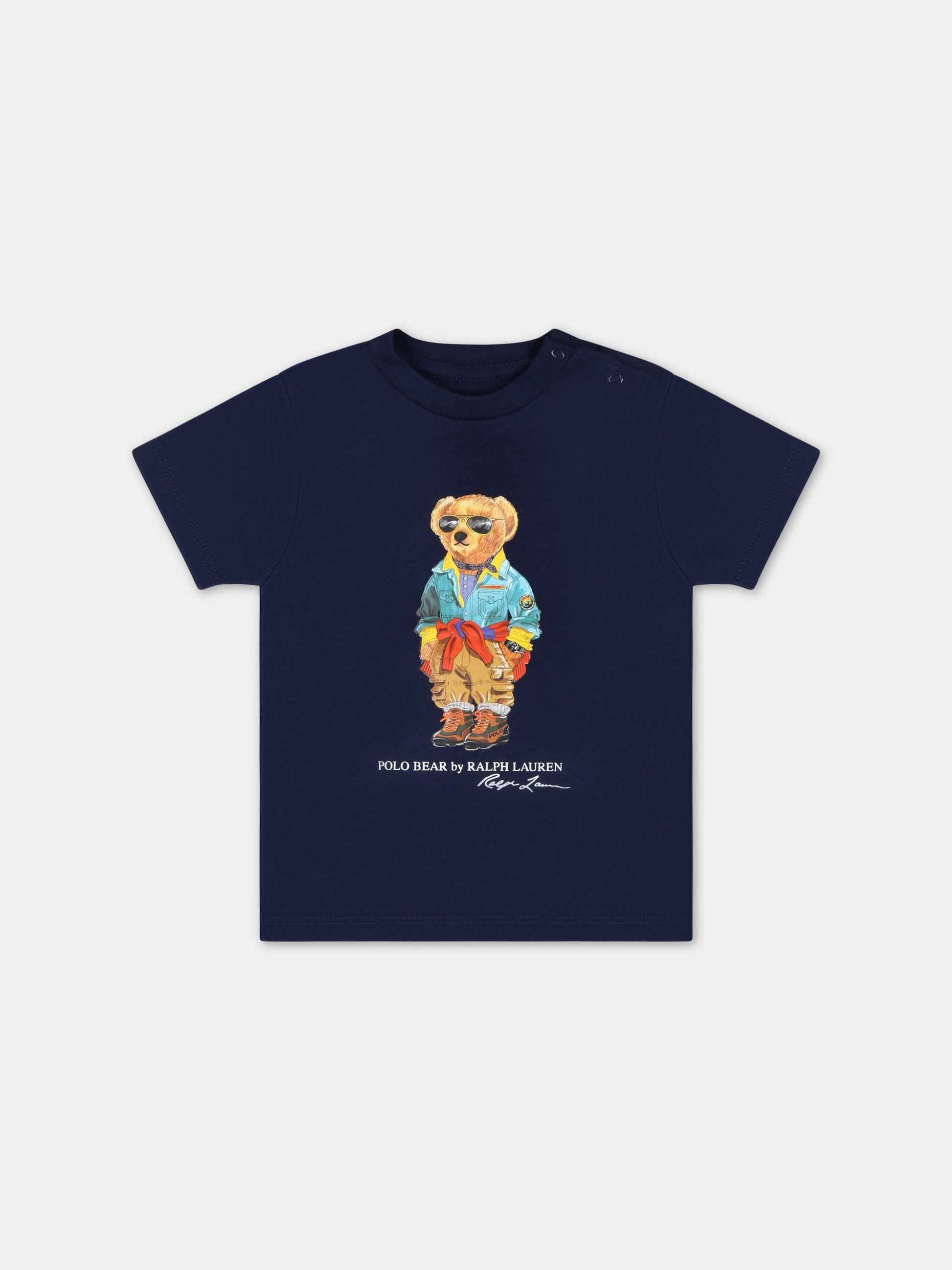 T-shirt blu per neonato con Polo Bear,Ralph Lauren Kids,853828013