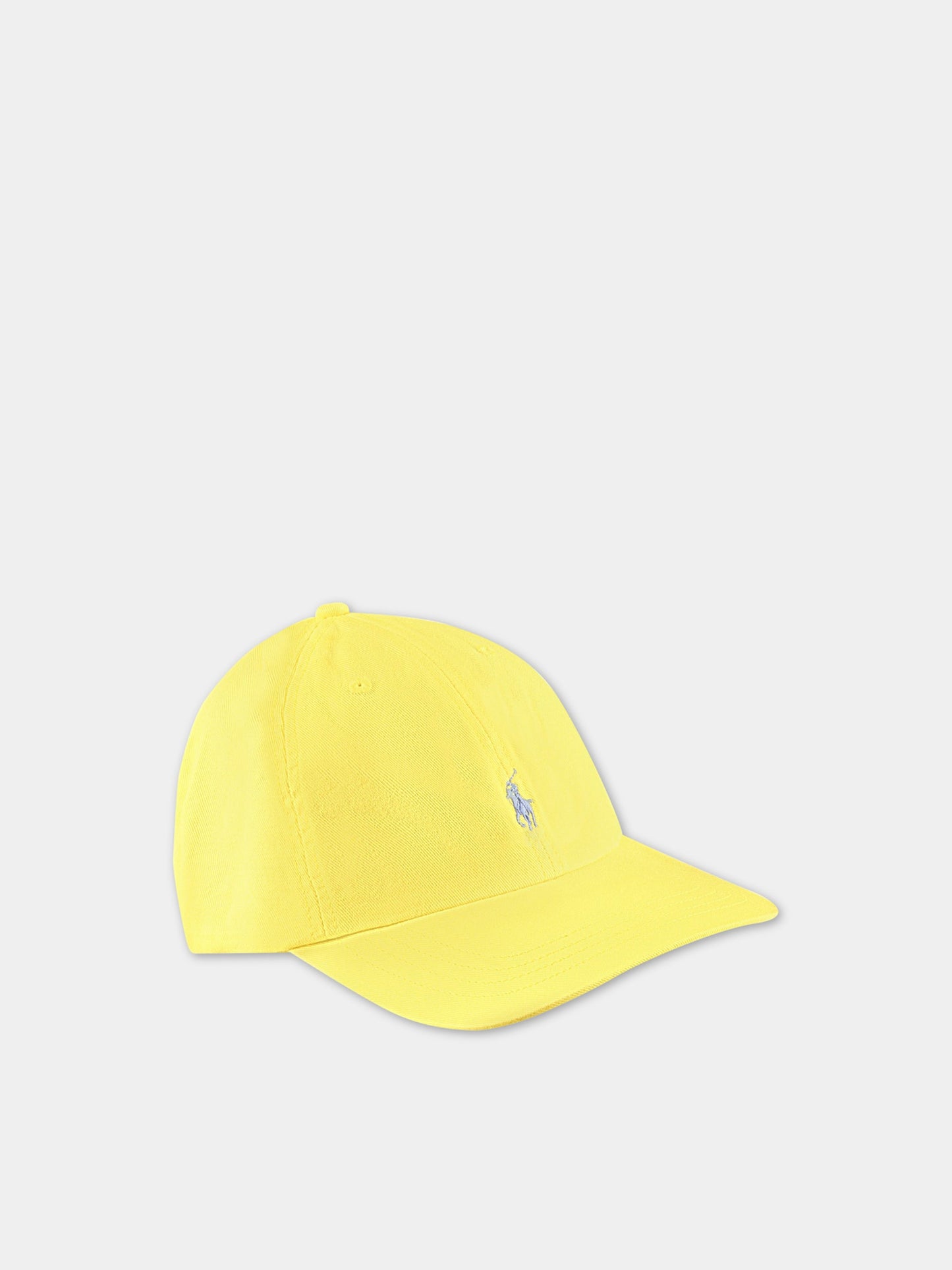 Cappello giallo per bambini con pony blu ricamato,Ralph Lauren Kids,785653043