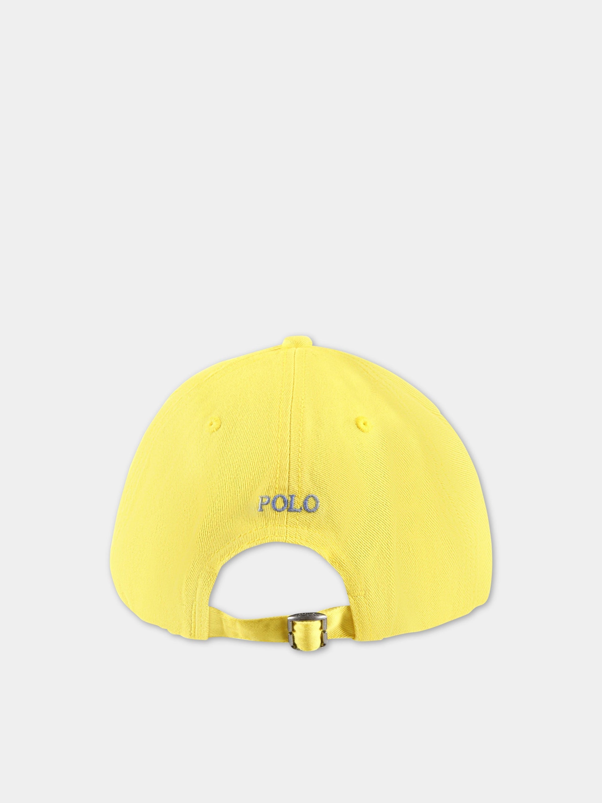 Cappello giallo per bambini con pony blu ricamato,Ralph Lauren Kids,785653043