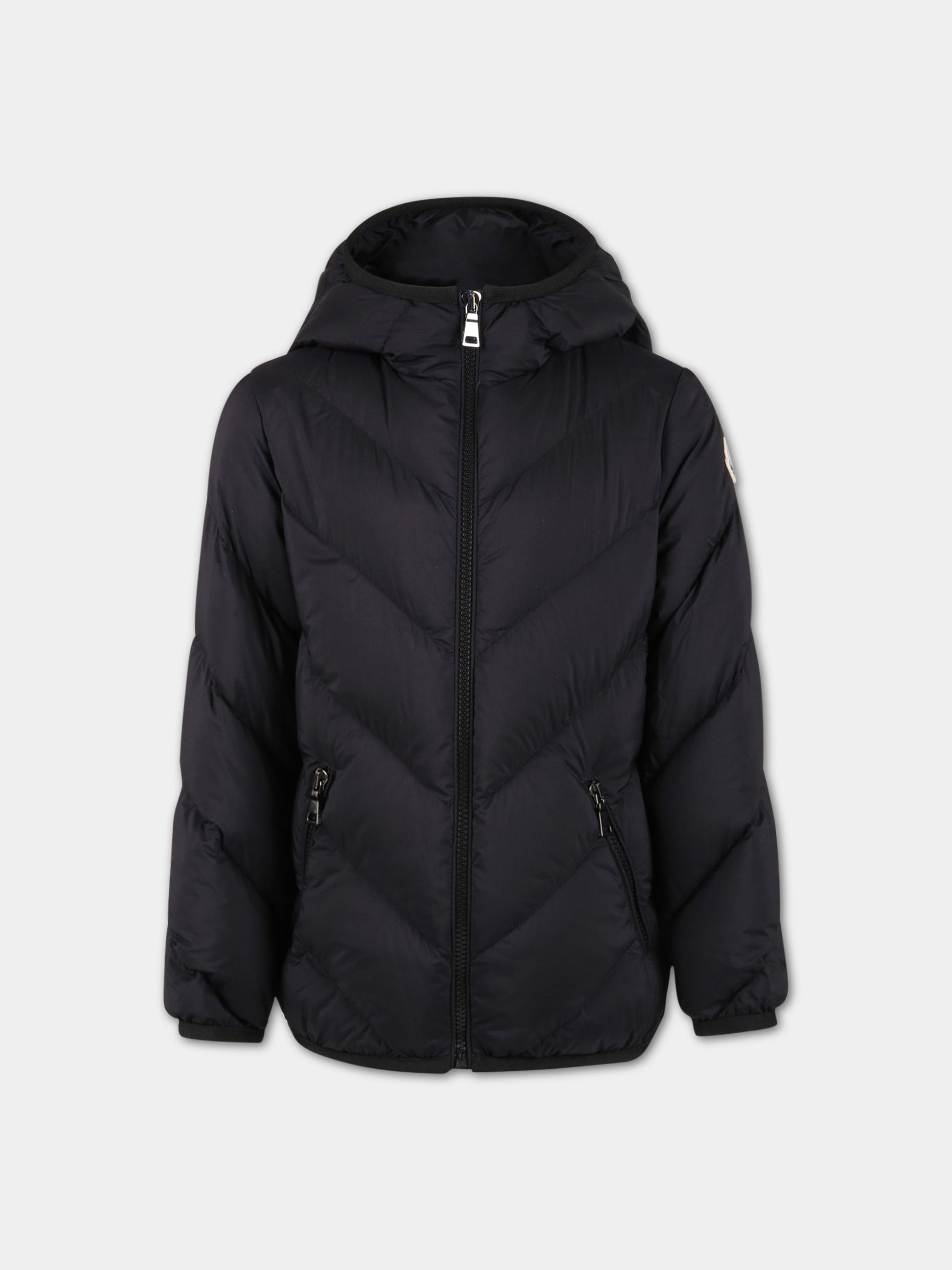 Piumino  Kaori  nero per bambina con patch logato,Moncler Kids,954 1A00002 53333 999