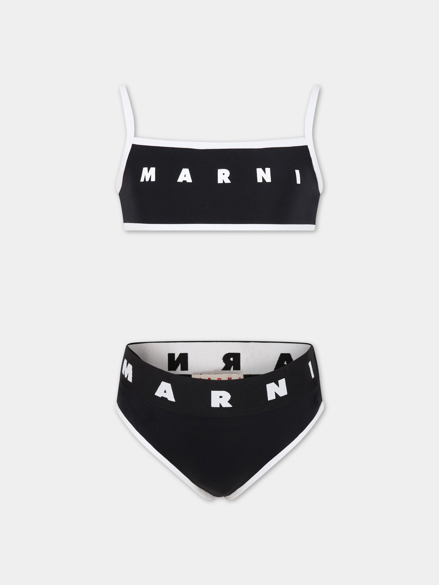 Bikini nero per bambina con logo,Marni Kids,M00735 M00M2 0M900