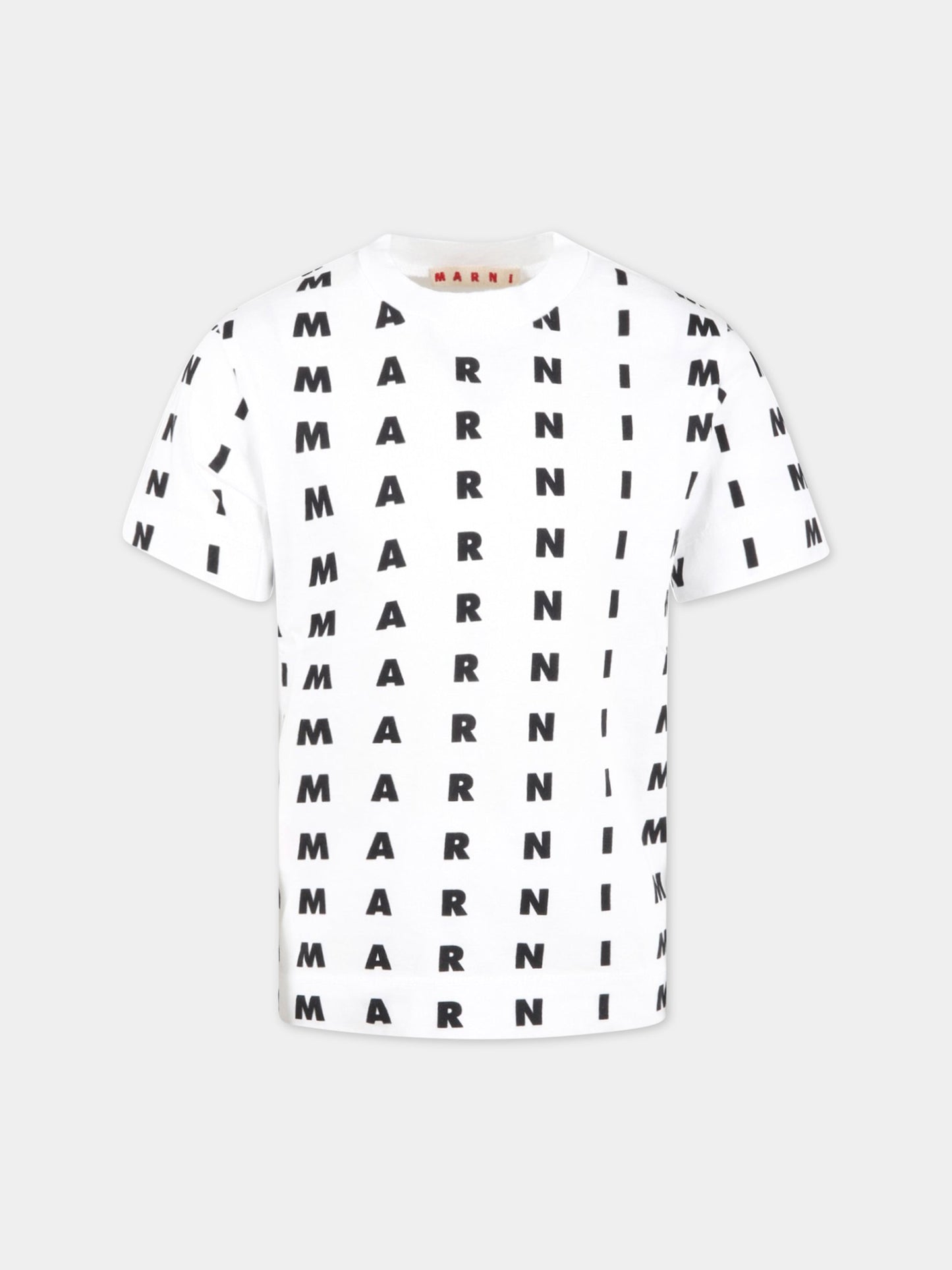 T-shirt bianca per bambini con logo nero,Marni Kids,M00774 M00NV 0M100