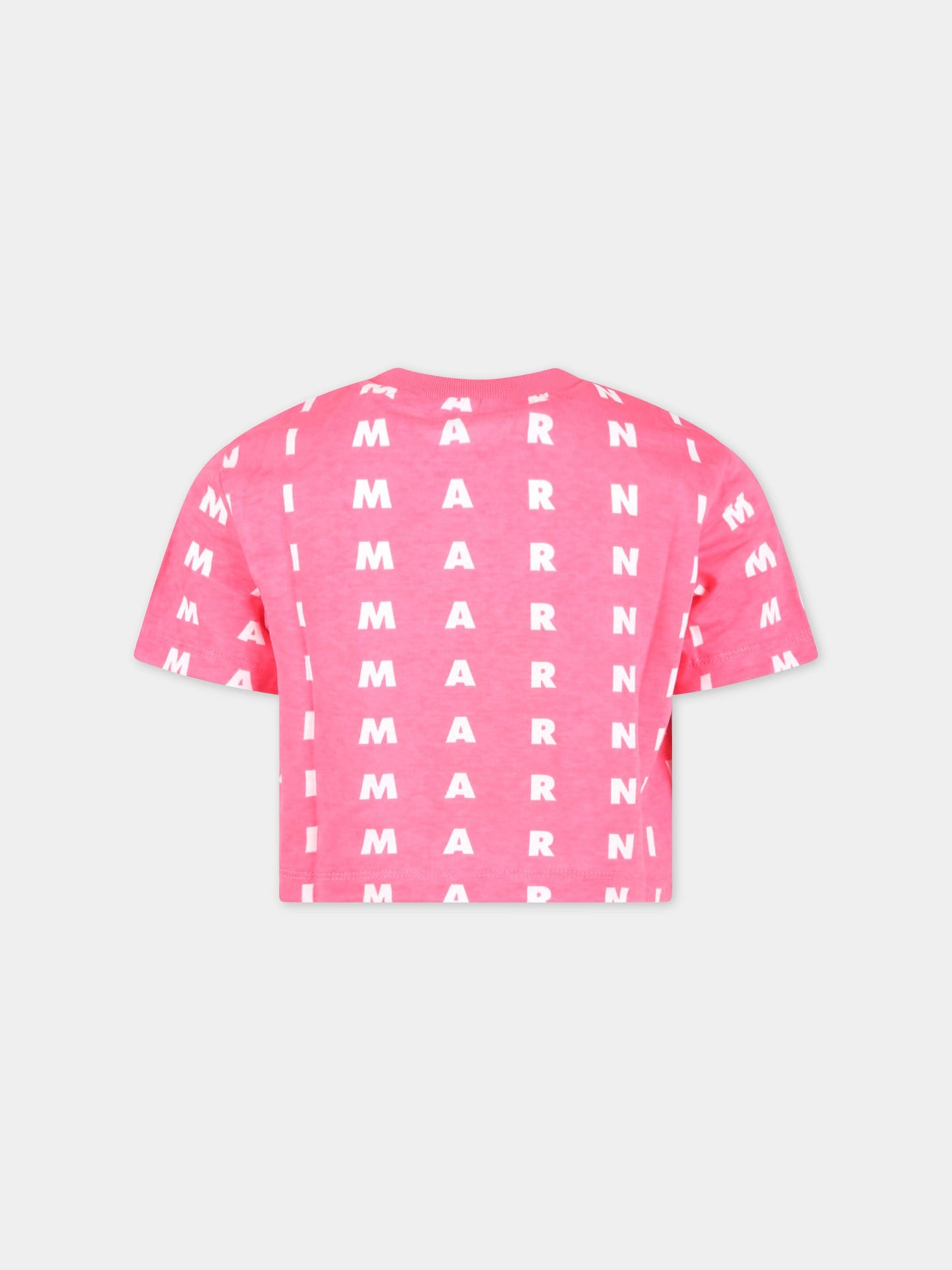 T-shirt rosa per bambina con logo bianco,Marni Kids,M00772 M00NV 0M337