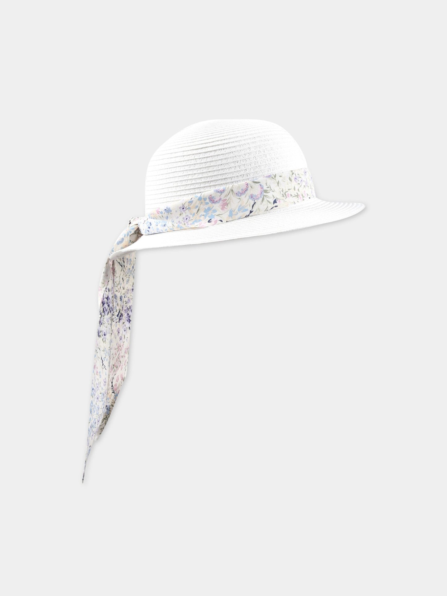 Cappello bianco per bambina con nastro,Simonetta,SS0A97 Z0813 101MC