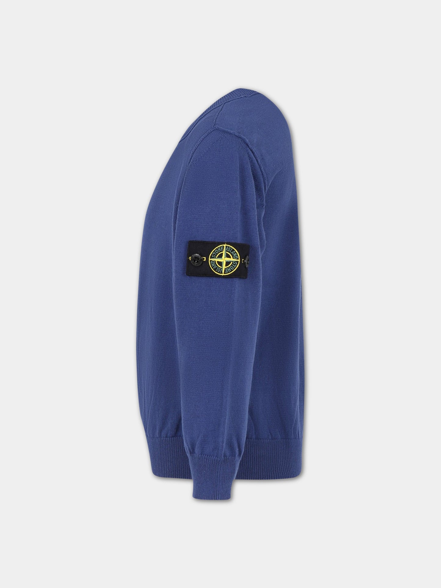 Maglione blu per bambino con iconica bussola,Stone Island Junior,7816 501 A4 V0027